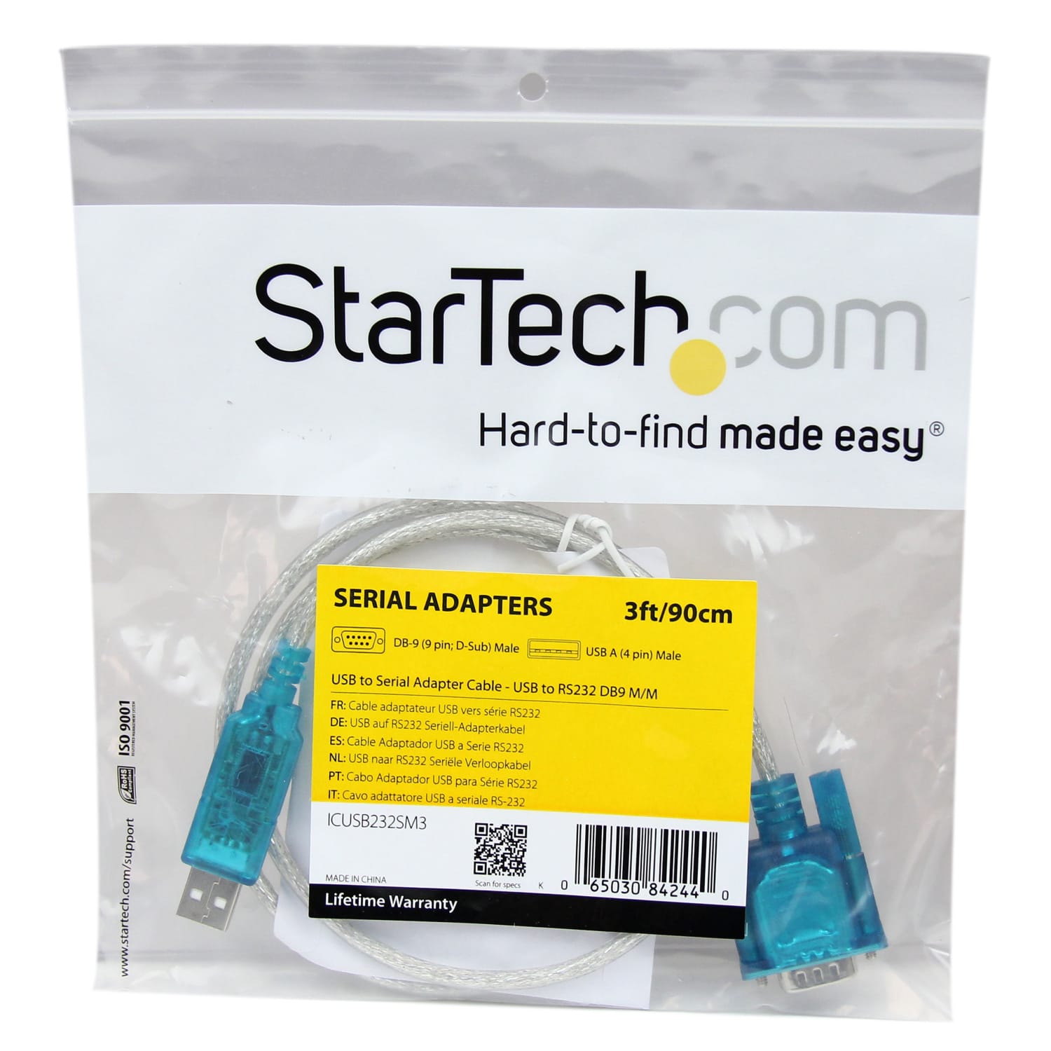 StarTech.com USB to Serial Adapter - Prolific PL-2303 - 3 ft / 1m - DB9 (9-pin) - USB to RS232 Adapter Cable - USB Serial - Image 6