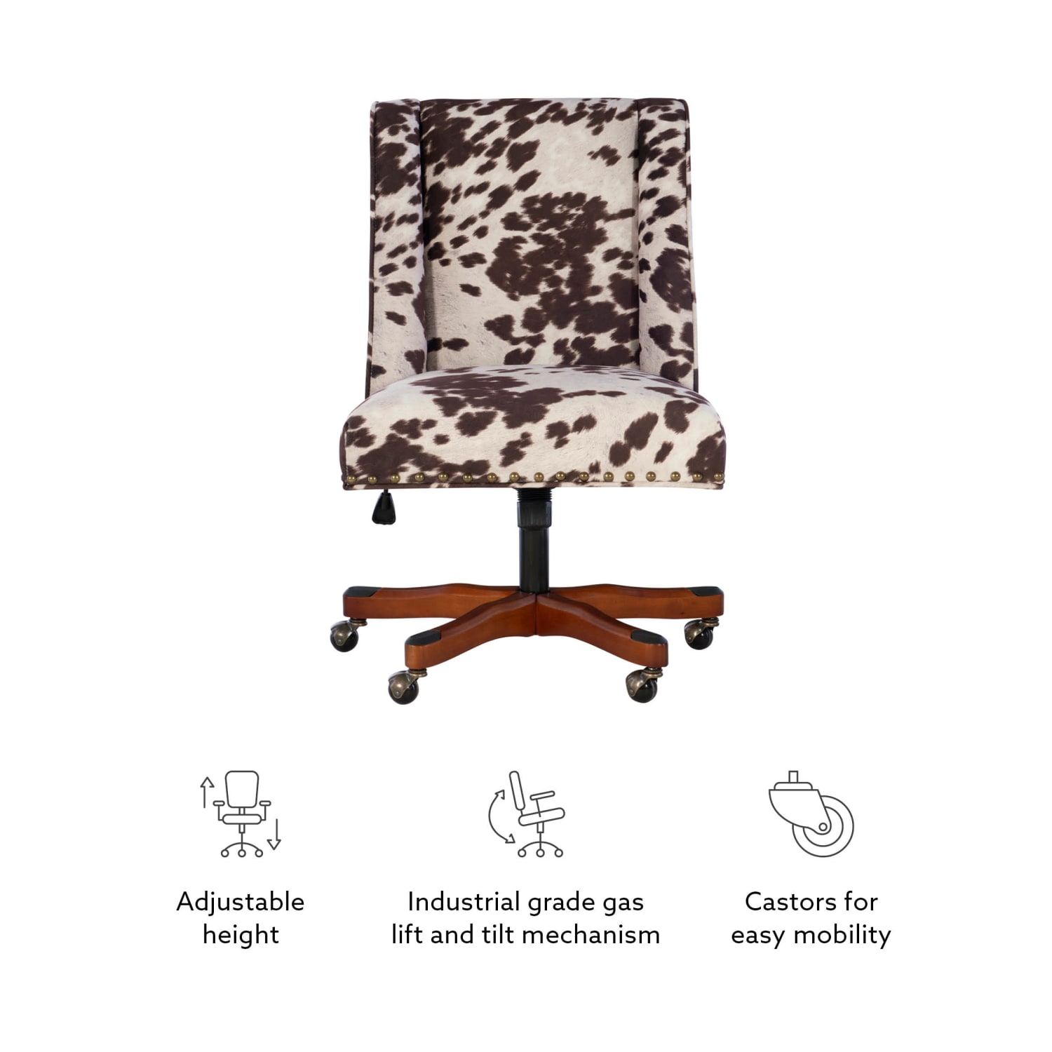 Linon Cooper MidBack Home Office Chair Brown CowWalnut PopularChairscom Linon Cooper Mid Back Home Office Chair Brown CowWalnut PopularChairscom