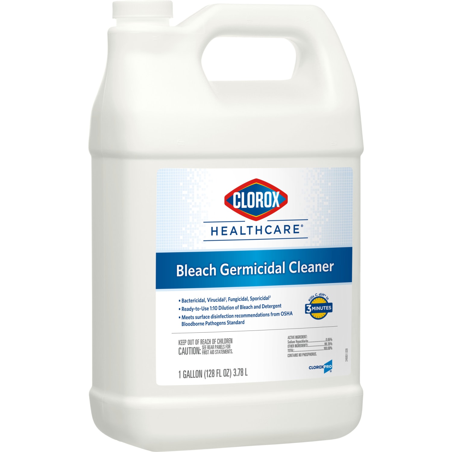 Clorox Healthcare Bleach Germicidal Cleaner Refill - Concentrate - 128 fl oz (4 quart) - Refillable, Disinfectant, Fast Acting, Cleanse, Anti-corrosive, Versatile, Antibacterial - White - 4 / Carton - Image 3