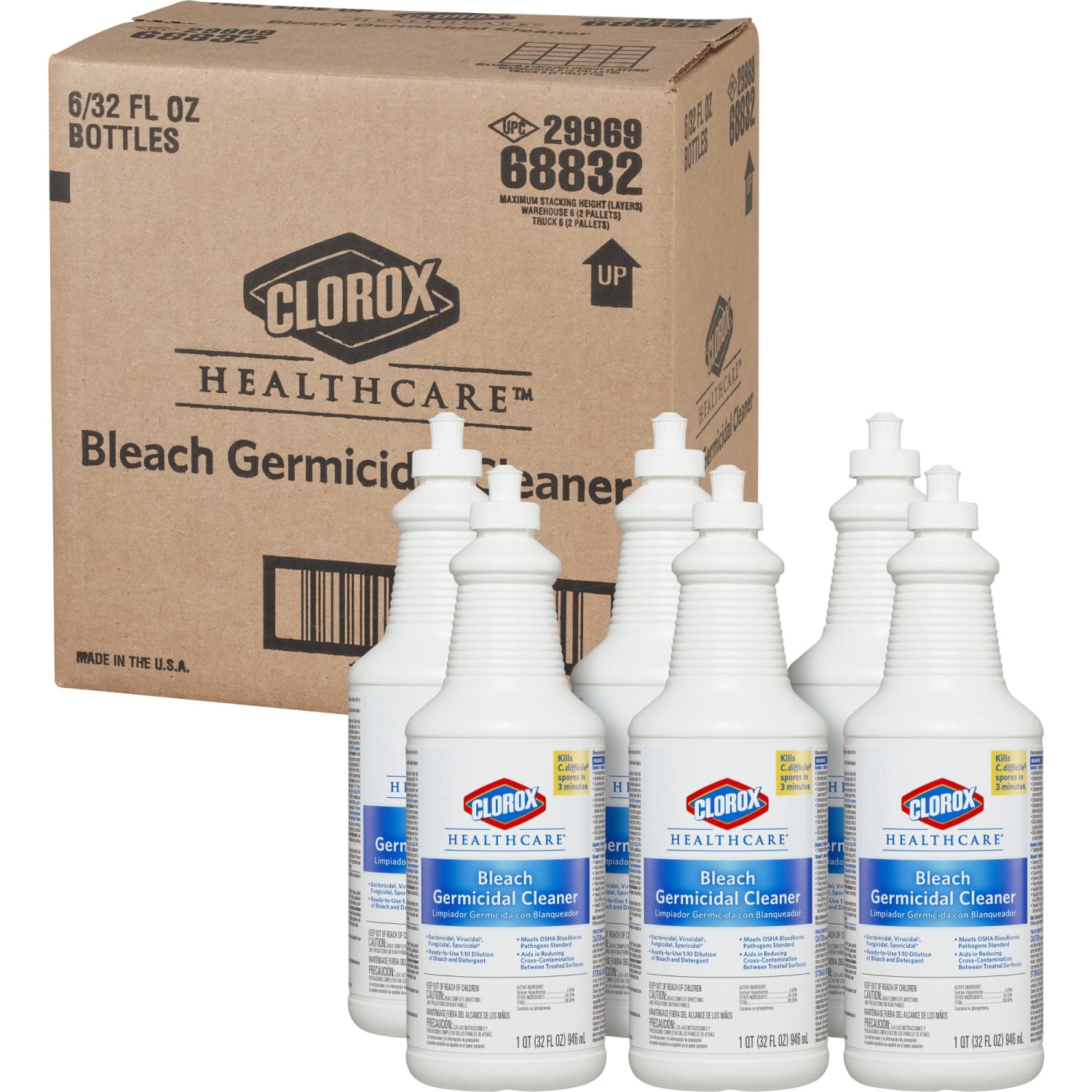 Clorox Healthcare Pull-Top Bleach Germicidal Cleaner - Ready-To-Use - 32 fl oz (1 quart) - Disinfectant, Fast Acting, Refillable, Cleanse, Ant