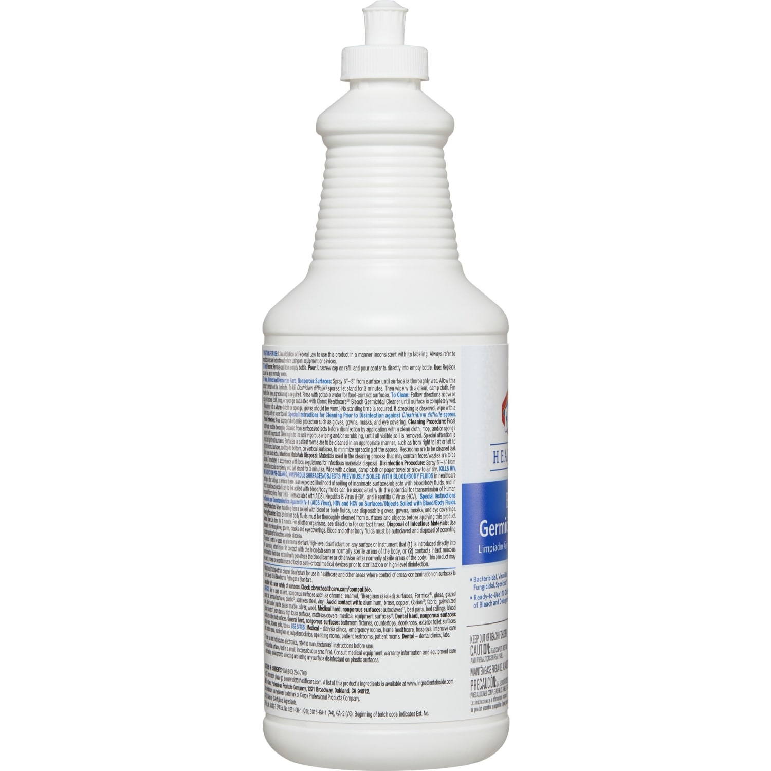 Clorox Healthcare Pull-Top Bleach Germicidal Cleaner - Ready-To-Use - 32 fl oz (1 quart) - Disinfectant, Fast Acting, Refillable, Cleanse, Anti-corrosive, Versatile, Anti-bacterial - White - 6 / Carton - Image 5