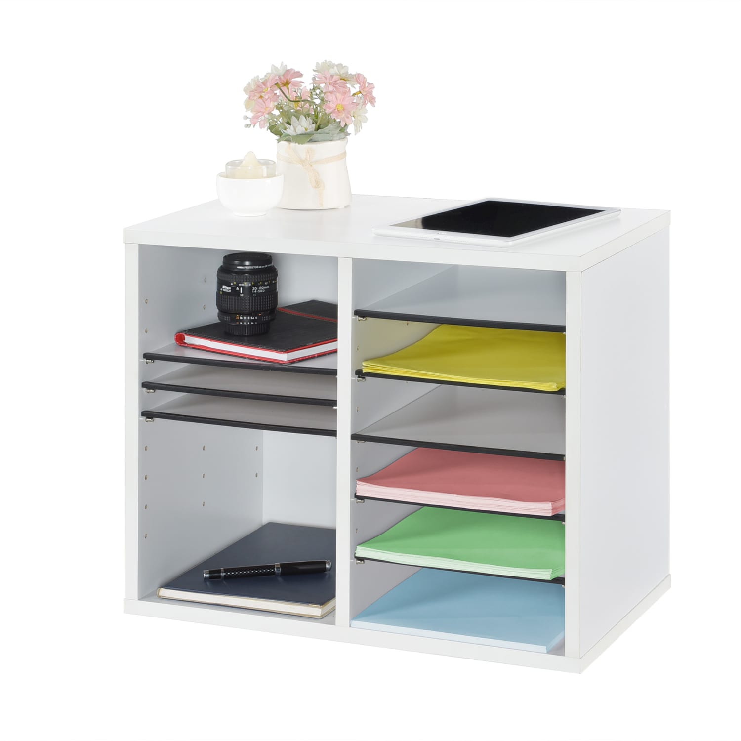 Alpine Adjustable 12-Compartment Literature Organizer, 16-5/16inH x 20inW x 11-13/16inD, White - Image 5