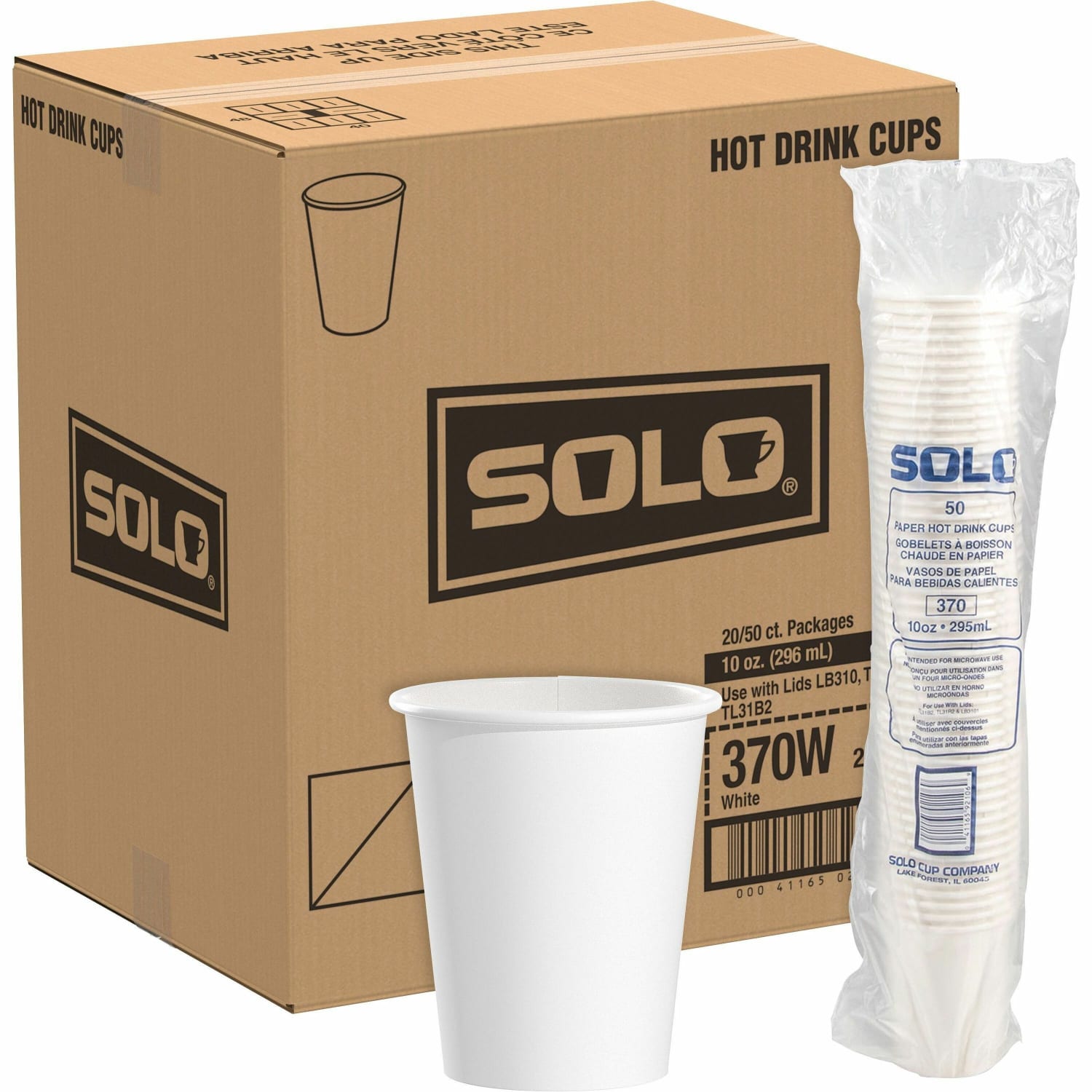 Solo Cup Polycoated Hot Paper Cups, 10 Oz, White, 50 Cups Per Sleeve, Case Of 20 Sleeves - Image 4