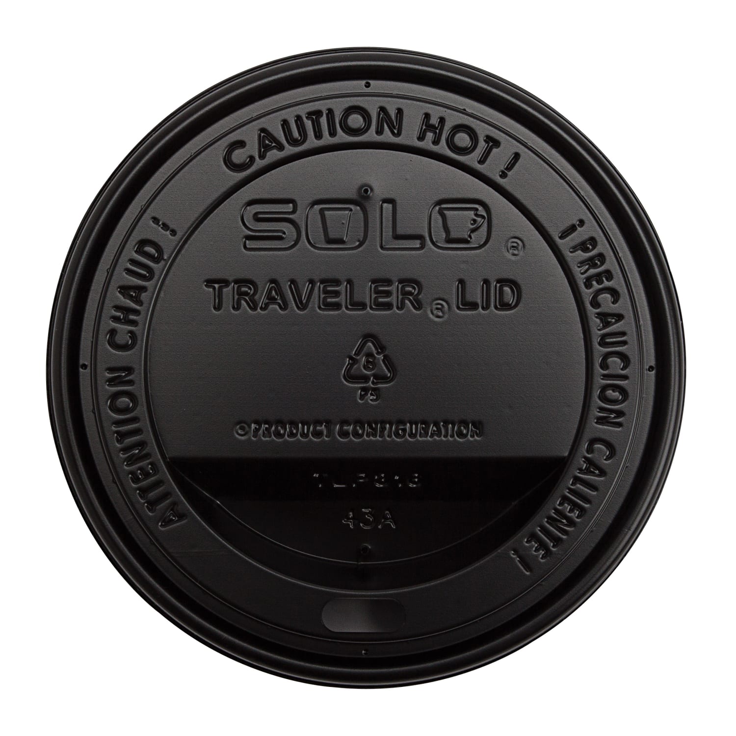 Solo Cup Traveler Drink-Thru Lids For 10 - 24 Oz Cups, Black, Carton Of 1000 Lids