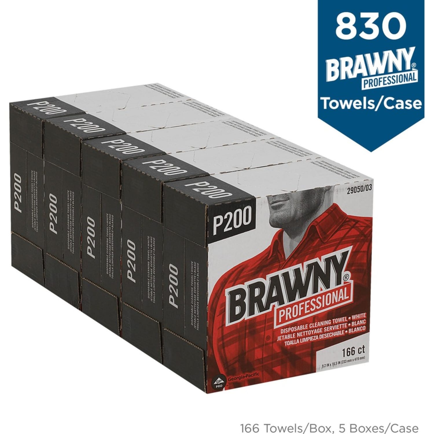 Brawny Professional P300 Disposable Cleaning Towels, 9-1/4in x 16-1/2in, 166 Wipers Per Box, Case Of 5 Boxes - Image 5