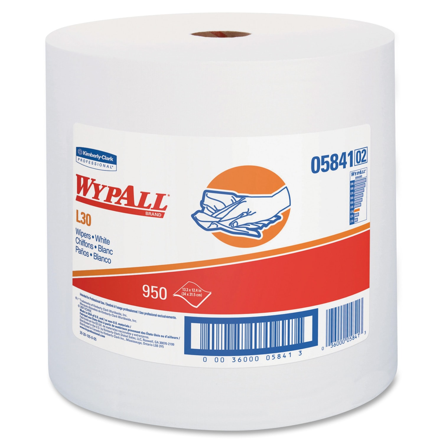 WypAll L30 Jumbo - Cleaning wipes - 950 sheets - white