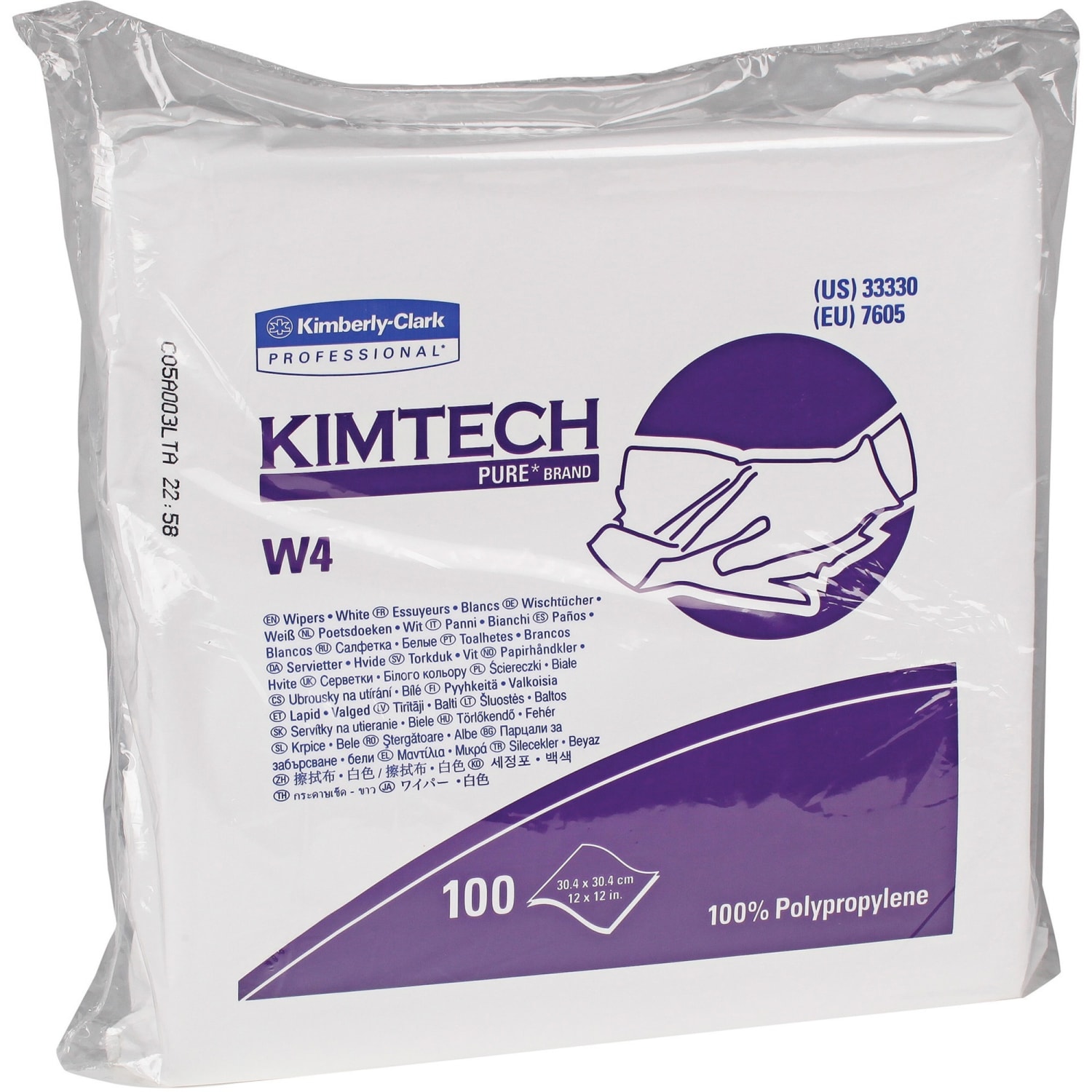 KIMTECH W4 Dry Cleanroom Wipes - For Multipurpose, Industry - Anti-static, Lint-free, Absorbent, Disposable - Polypropylene - White - 100Pack - 5 / Carton - Image 3