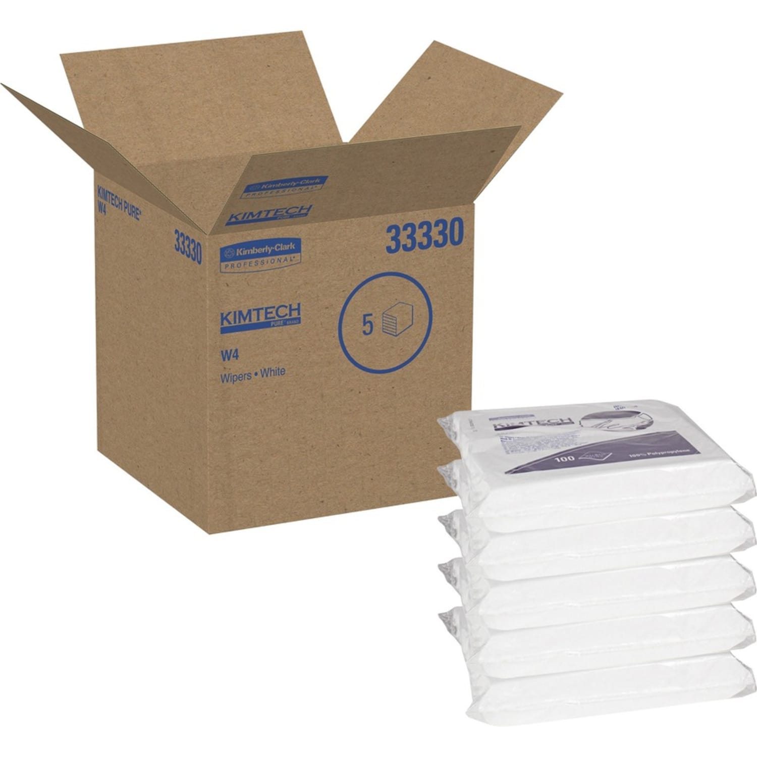 KIMTECH W4 Dry Cleanroom Wipes - For Multipurpose, Industry - Anti-static, Lint-free, Absorbent, Disposable - Polypropylene - White - 100Pack - 5 / Carton - Image 4