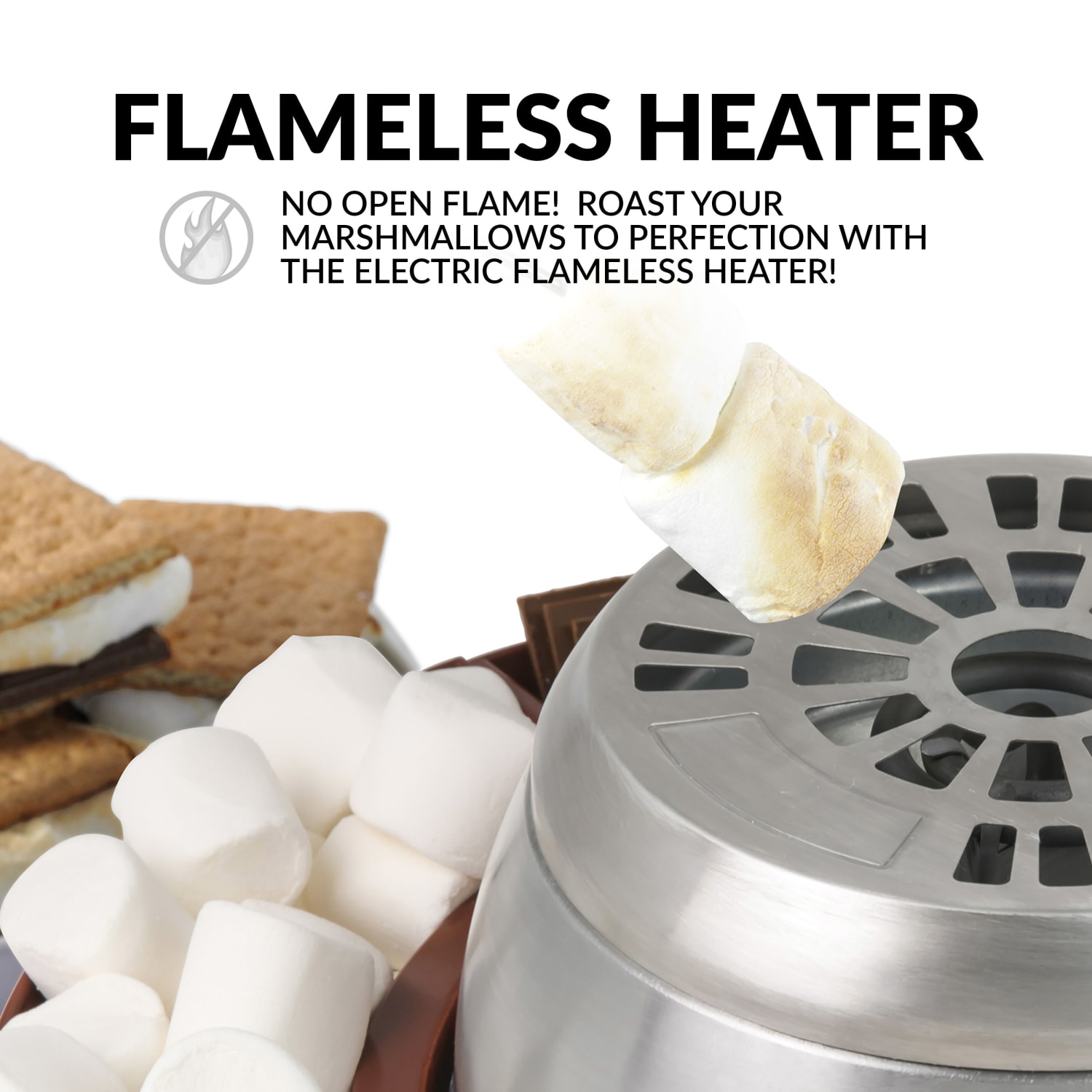 Nostalgia Electrics Indoor Electric Stainless-Steel Smores Maker With 4 Lazy Susan Compartment Trays, Brown - Image 5