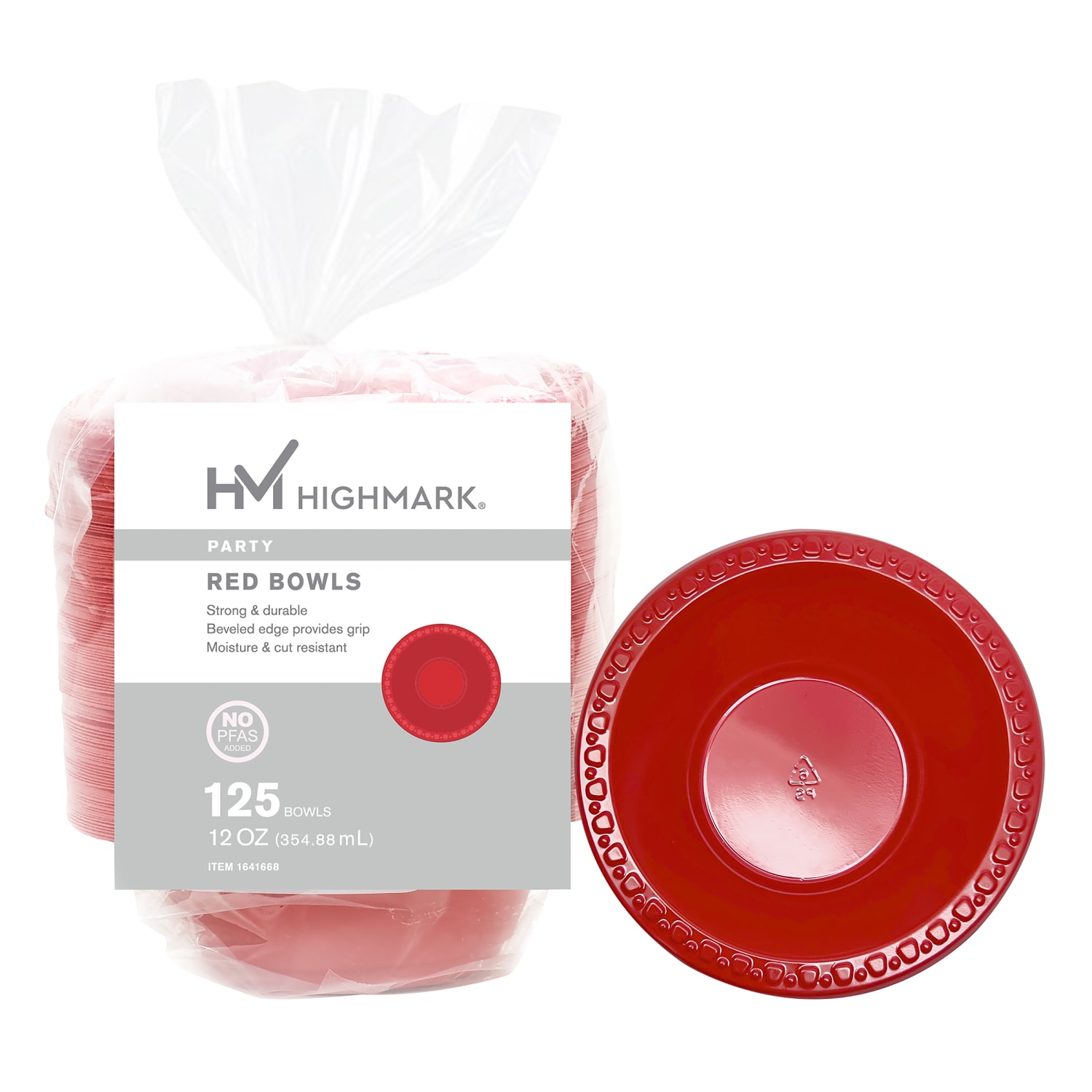 Highmark Plastic Bowls, 12 oz, Red, Pack Of 125 - Image 3