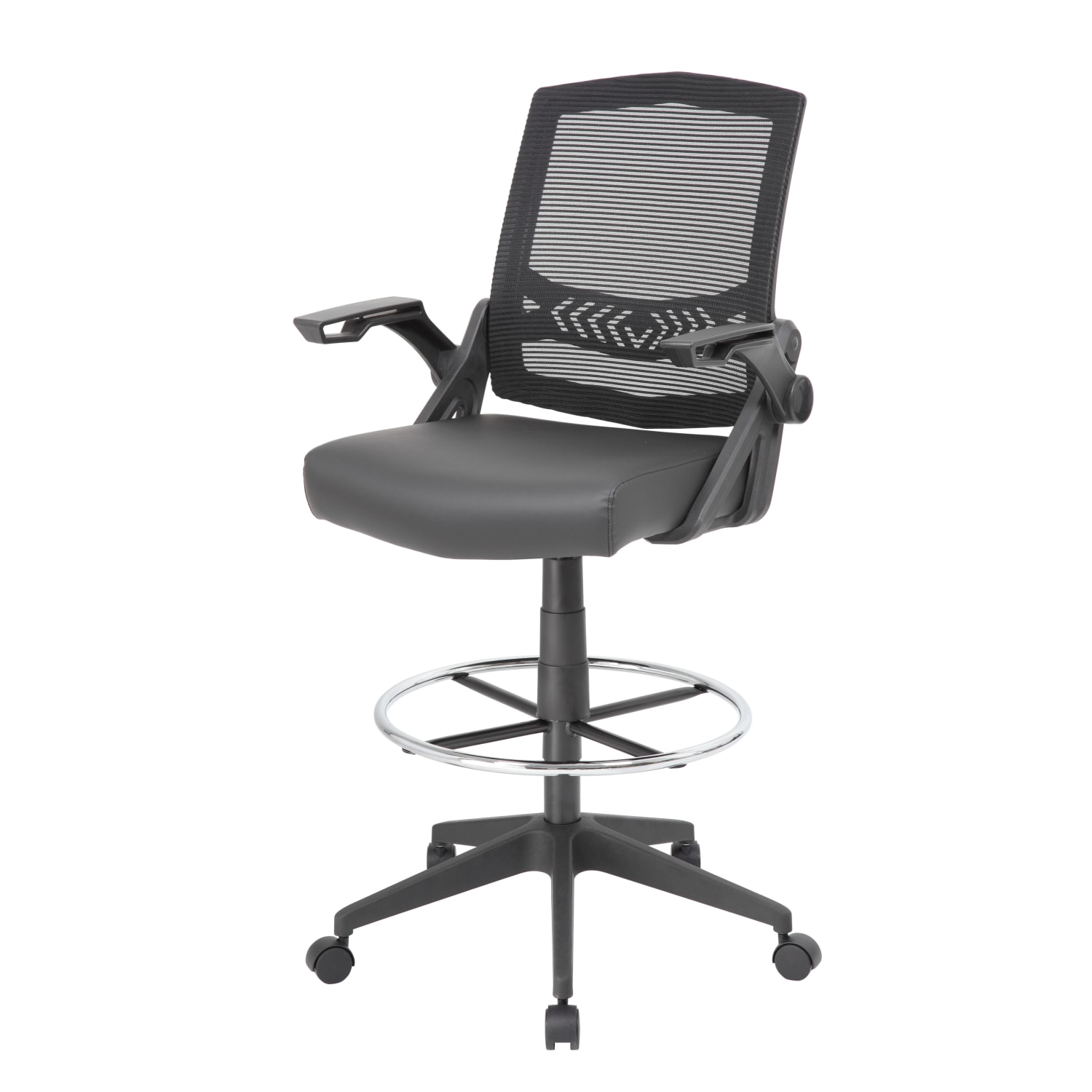 Boss Office Products Flip Arm Drafting Stool With Mesh Back, Black - Image 4