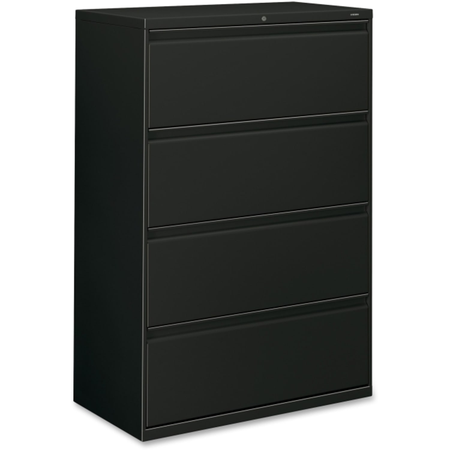HON 800 36inW x 19-1/4inD Lateral 4-Drawer File Cabinet With Lock, Black - Image 3