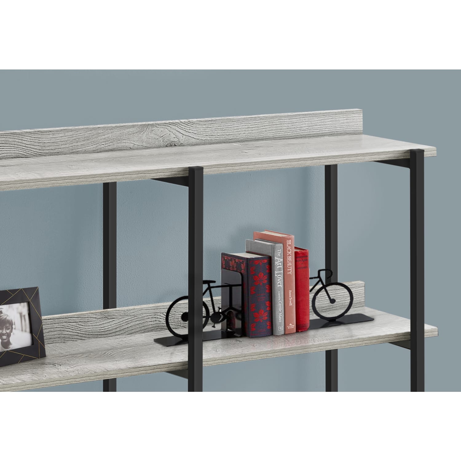 Monarch Specialties Delroy Metal Console Table, 34inH x 47-1/4inW x 12inD, Gray/Black - Image 4