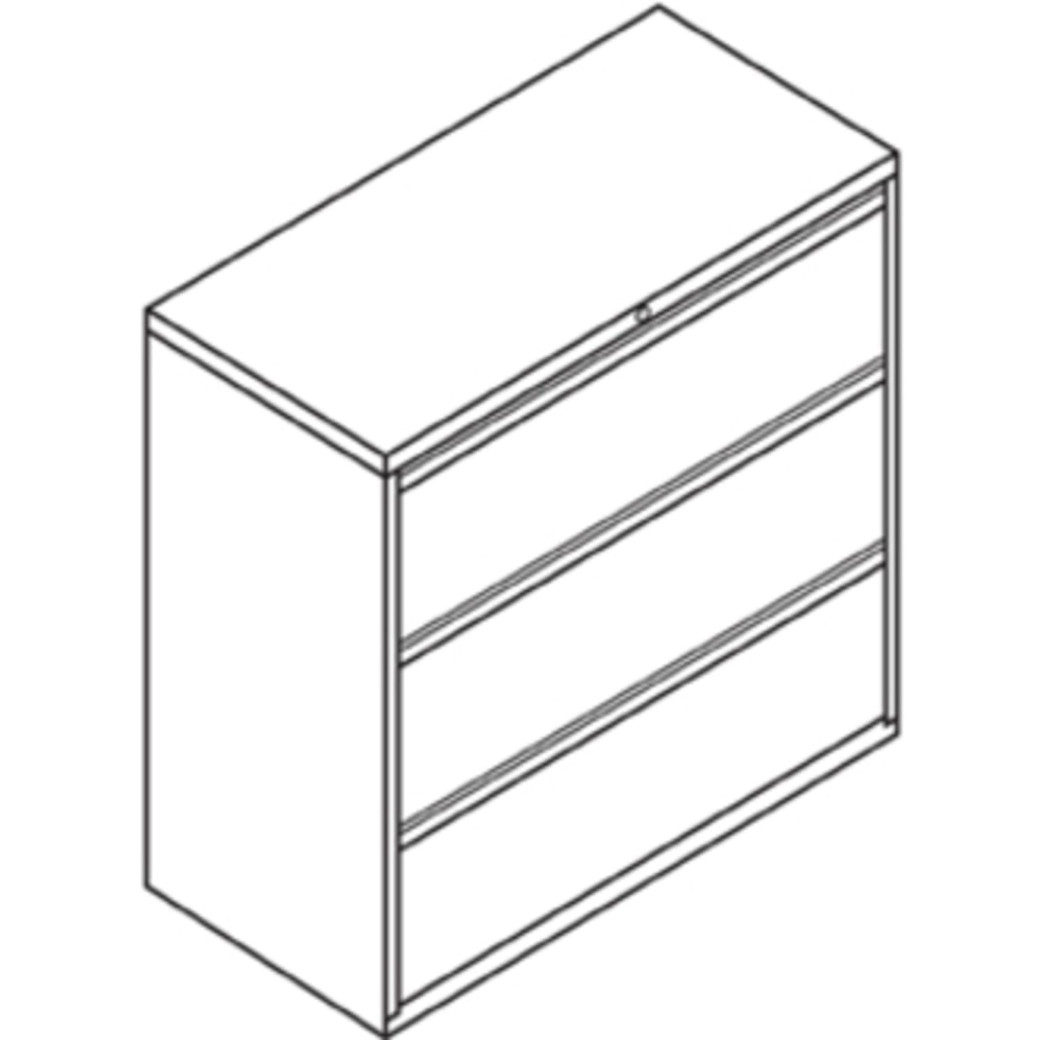HON 800 42inW x 19-1/4inD Lateral 3-Drawer File Cabinet With Lock, Light Gray - Image 3