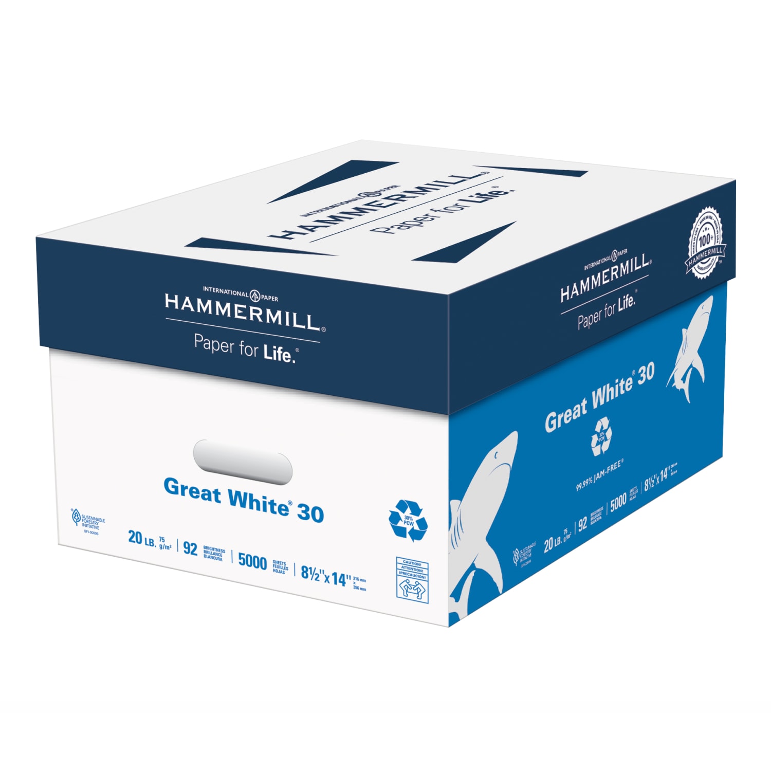 Hammermill Great White Copy Paper, 10 Reams, White, Legal (8.5in x 14in), 5000 Sheets Per Case, 20 Lb, 92 Brightness, 30% Recycled - Image 3