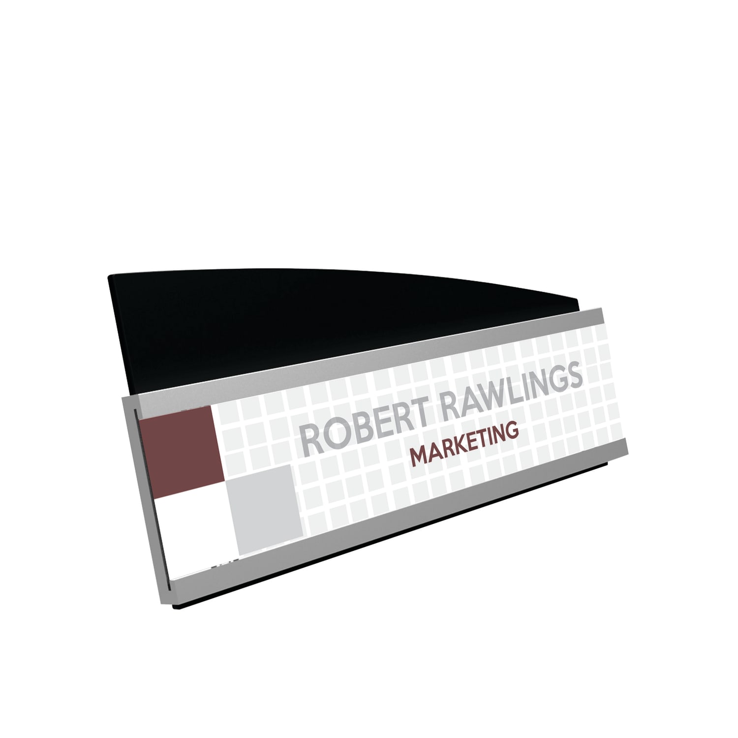 Deflecto Interior Image Nameplate Sign Holder, 3 7/8inH x 8 1/2inW x 2 7/16inD, Silver/Black - Image 4