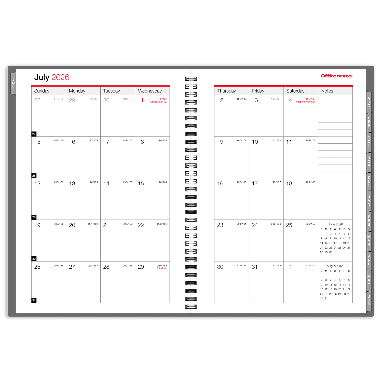 2026-2027 Office Depot Brand Weekly/Monthly Academic Planner, 5in x 8in, 30% Recycled, Gray, July 2026 To June 2027 - Image 3