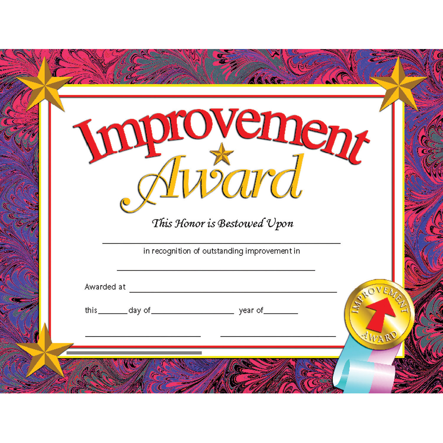 Hayes Certificates, 8-1/2in x 11in, Improvement Award, 30 Certificates Per Pack, Set Of 3 Packs - Image 3