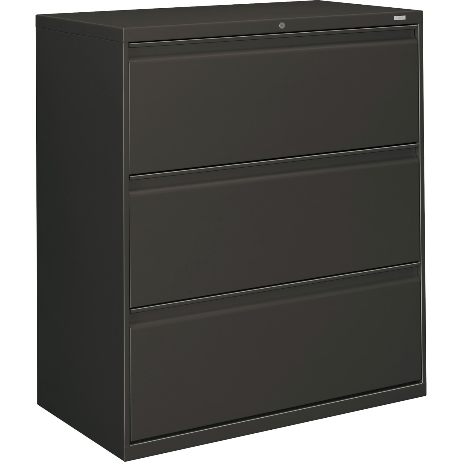 HON 800 36inW x 19-1/4inD Lateral 3-Drawer File Cabinet With Lock, Charcoal - Image 3