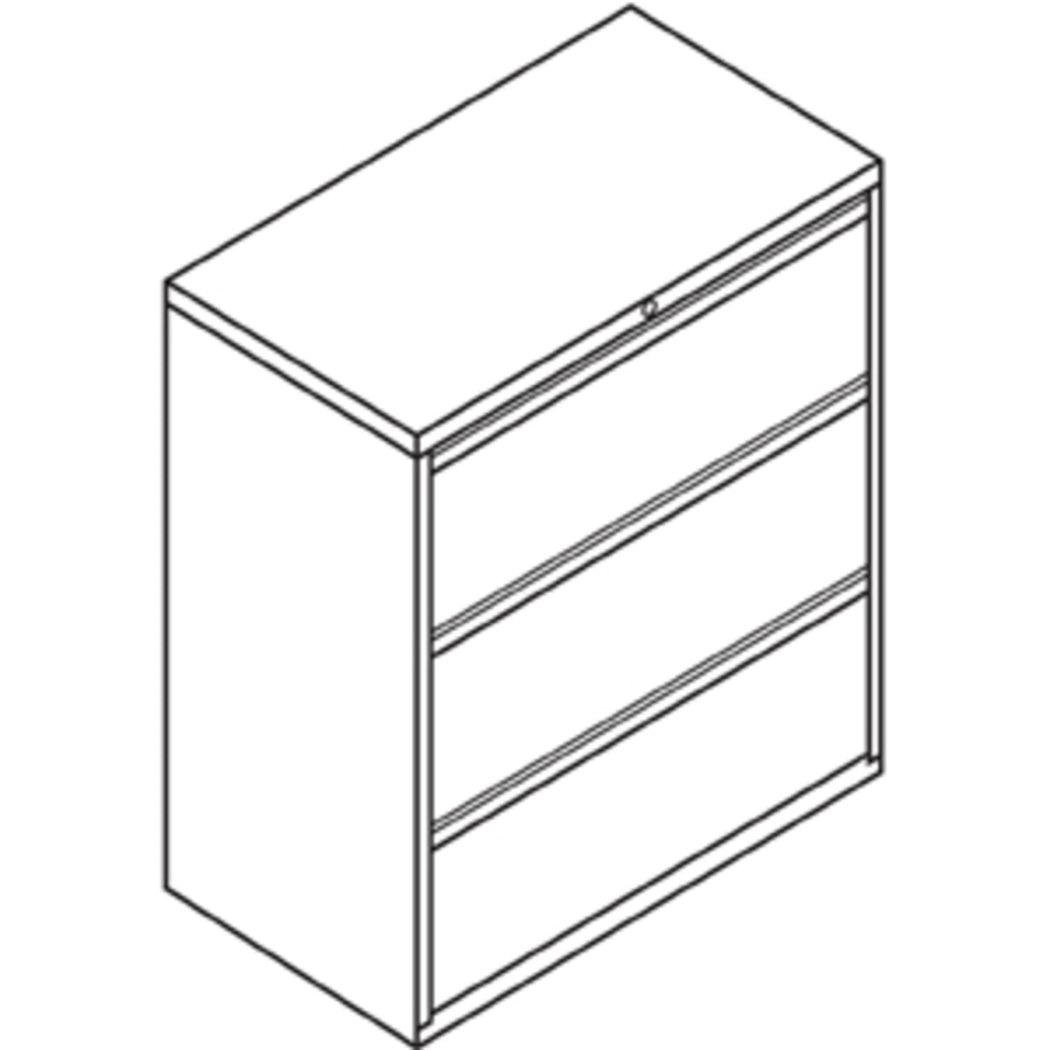 HON 800 36inW x 19-1/4inD Lateral 3-Drawer File Cabinet With Lock, Charcoal - Image 4