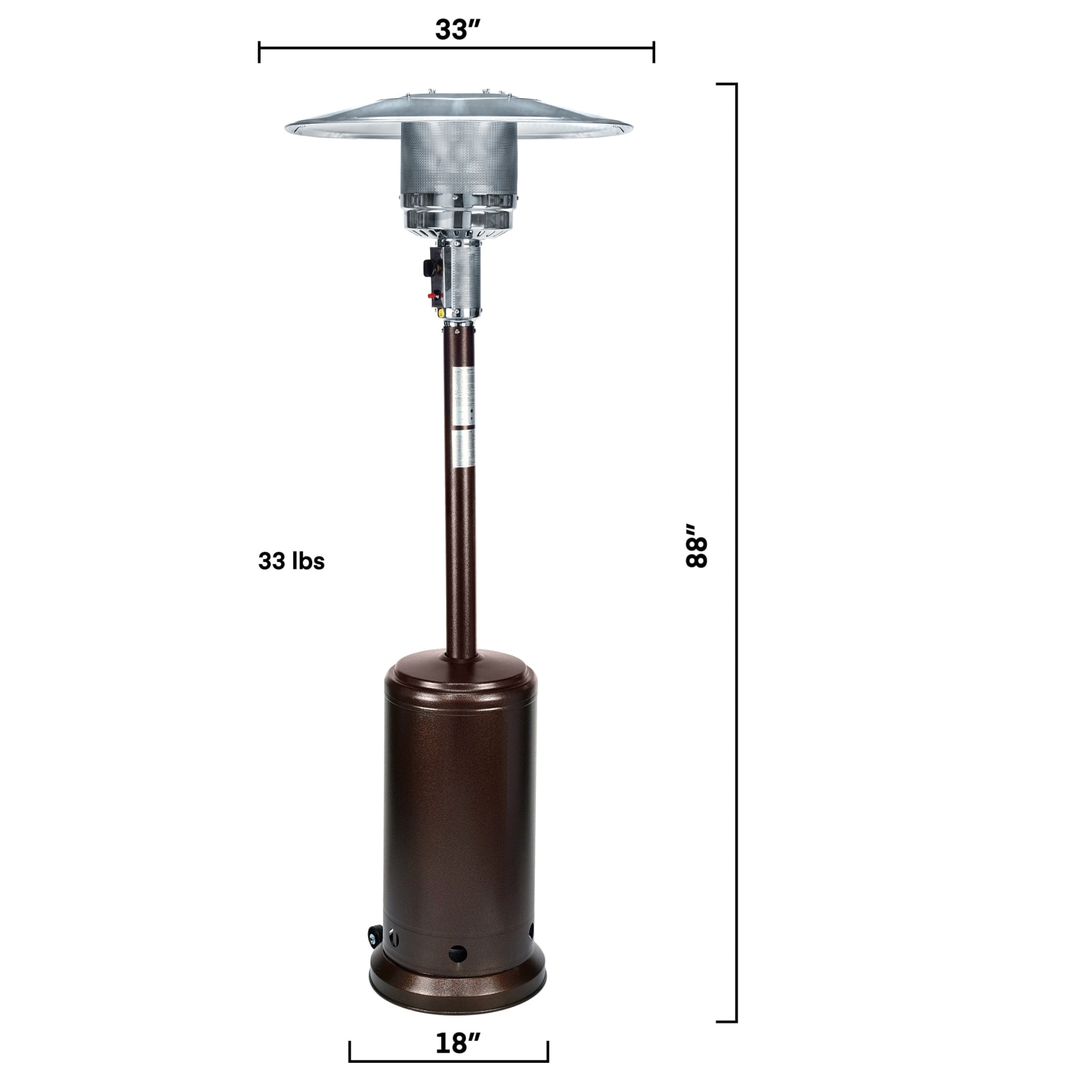 Alpine Portable Propane Outdoor Patio Heater, 88inH x 33inW x 18inD, Bronze - Image 5