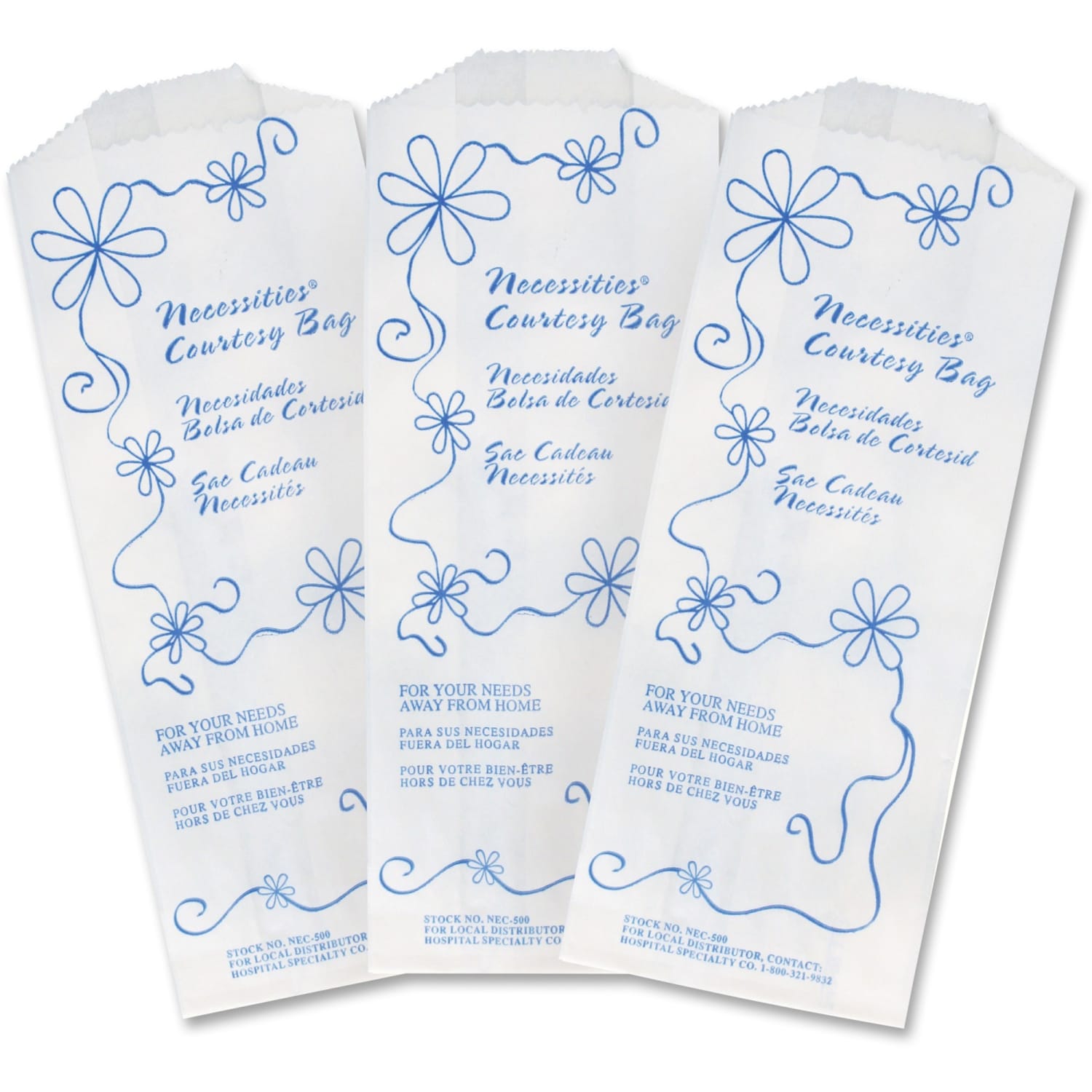 Hospeco Necessities Courtesy Bags - 3in Width x 8in Length x 2in Depth - White - Paper - 500/Carton - Disposal, Home, Restroom, Sanitary - Image 3