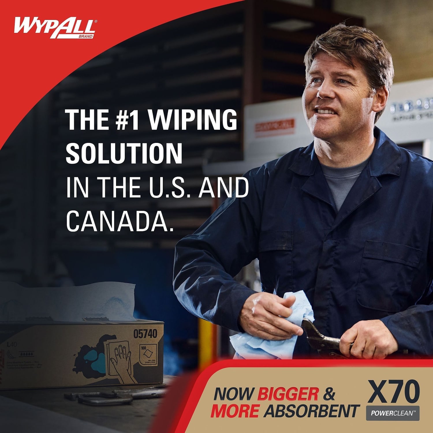 Wypall PowerClean X70 Medium Duty Cloths - Pop-Up Box - 8.34in W x 16.80in L - White - Hydroknit - 96/Box - Image 3