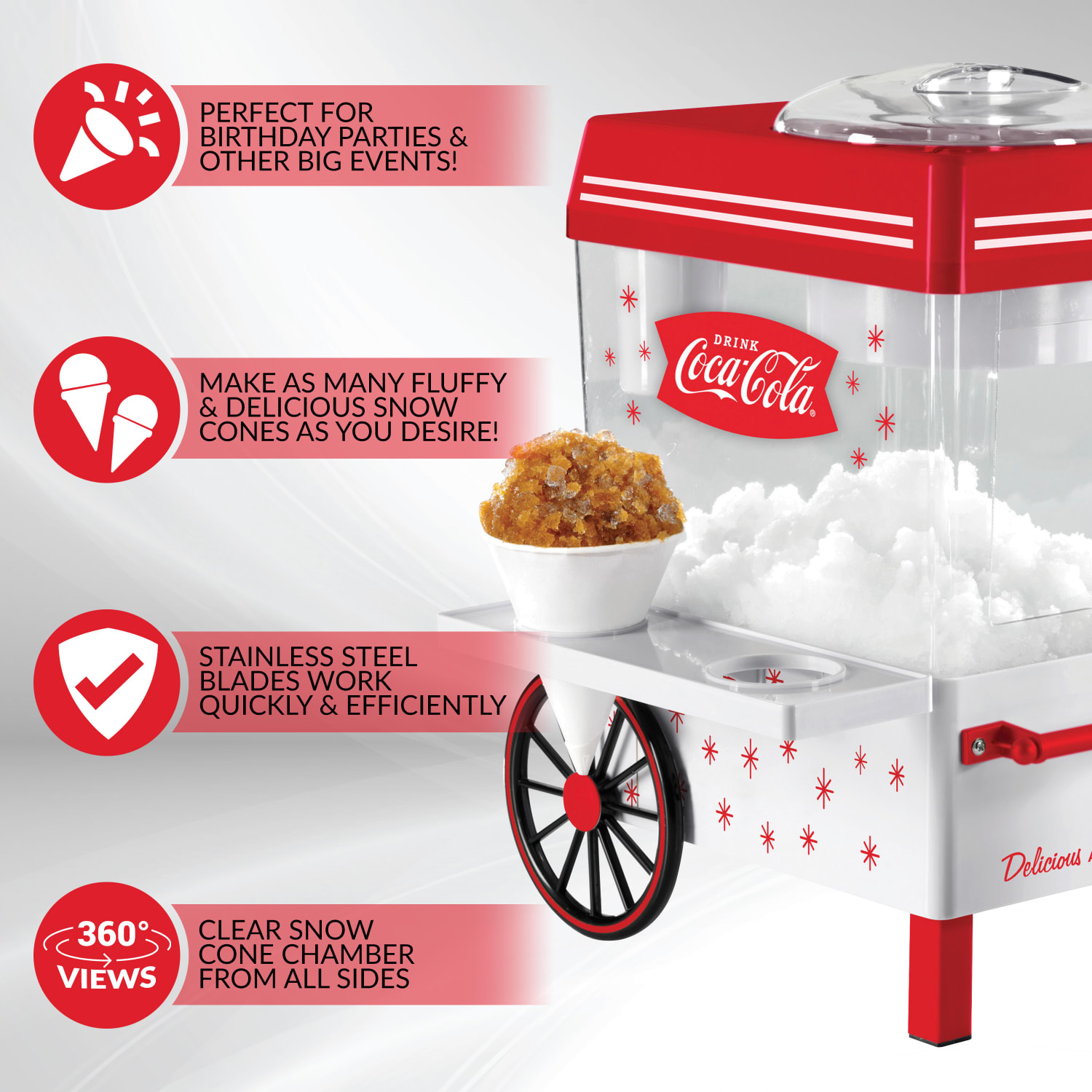Nostalgia Electrics Coca-Cola Snow Cone Maker, Red - Image 3