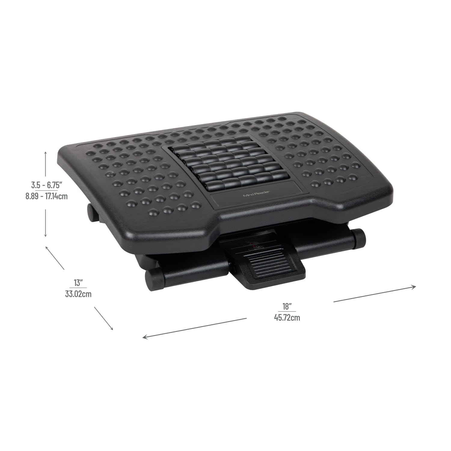 Mind Reader Anchor Collection Adjustable Ergonomic Foot Rest with Massage Rollers, 6-3/4inH x 13inW x 18inD, Black - Image 4