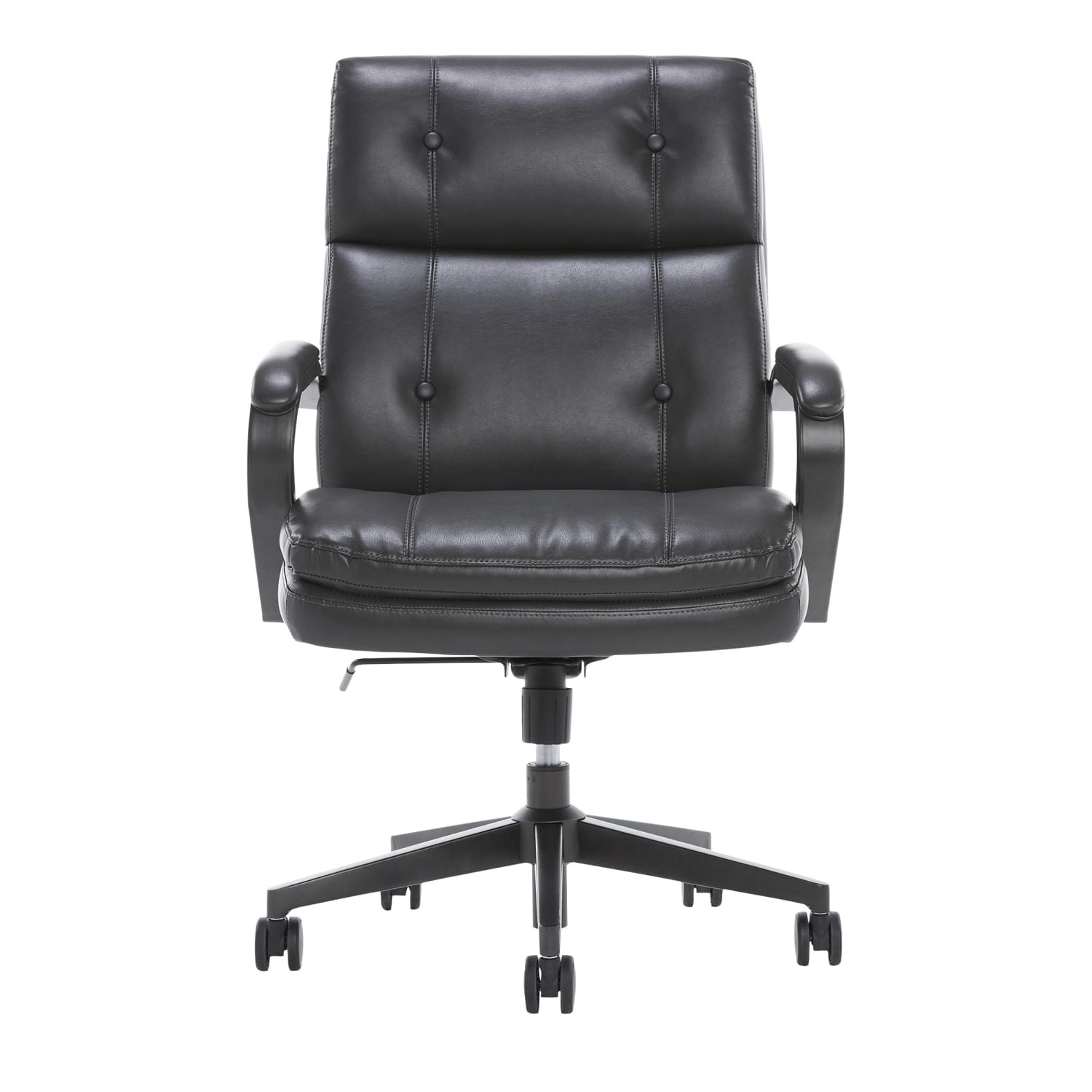 Serta SitTrue Belterra Faux Leather Mid-Back Manager Office Chair, Black - Image 3