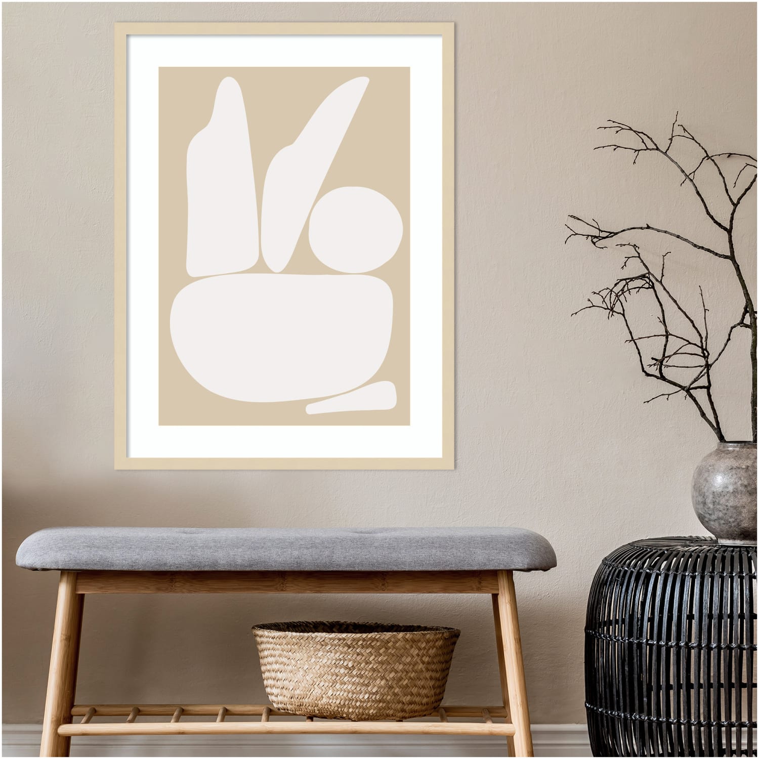 Amanti Art Zen Rock Garden Neutral by The Creative Bunch Studio Wood Framed Wall Art Print, 25inW. x 33inH, Natural - Image 5