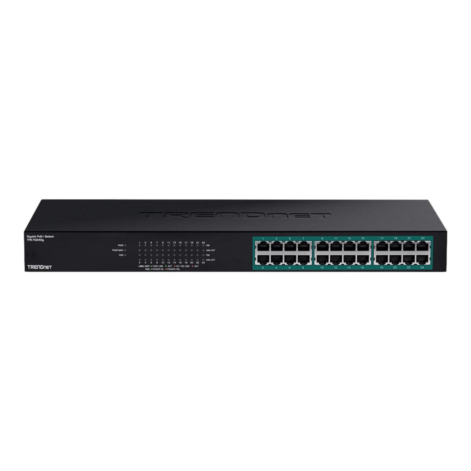 TRENDnet 24-Port Gigabit PoE+ Switch, 24x Gigabit PoE+ Ports, 370W Power Budget, 48Gbps Switch Capacity