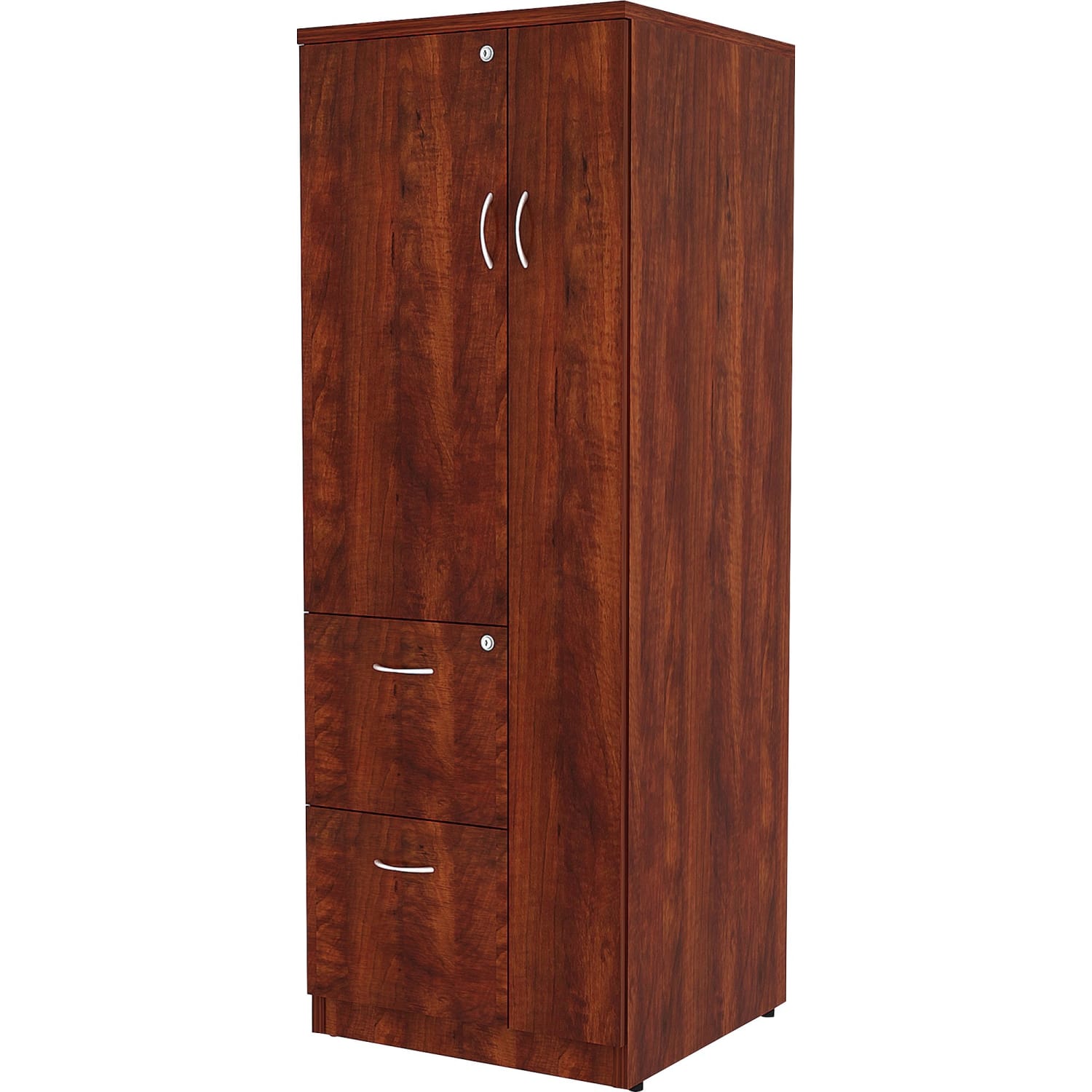 Lorell Essentials Tall Storage Cabinet, 2 Adjustable Shelves, Cherry - Image 4