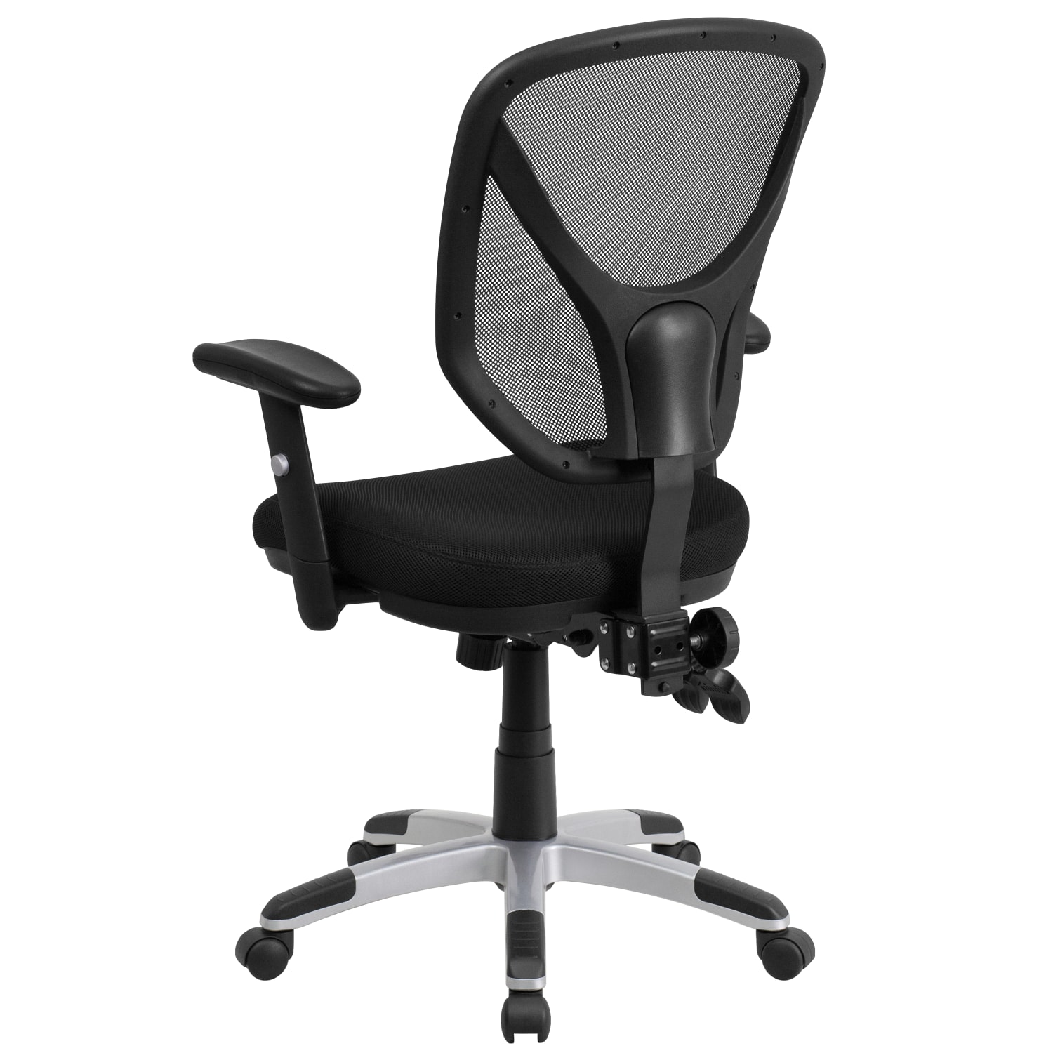 Flash Furniture Mesh Mid-Back Swivel Task Chair With Adjustable Arms, Black/Silver - Image 9