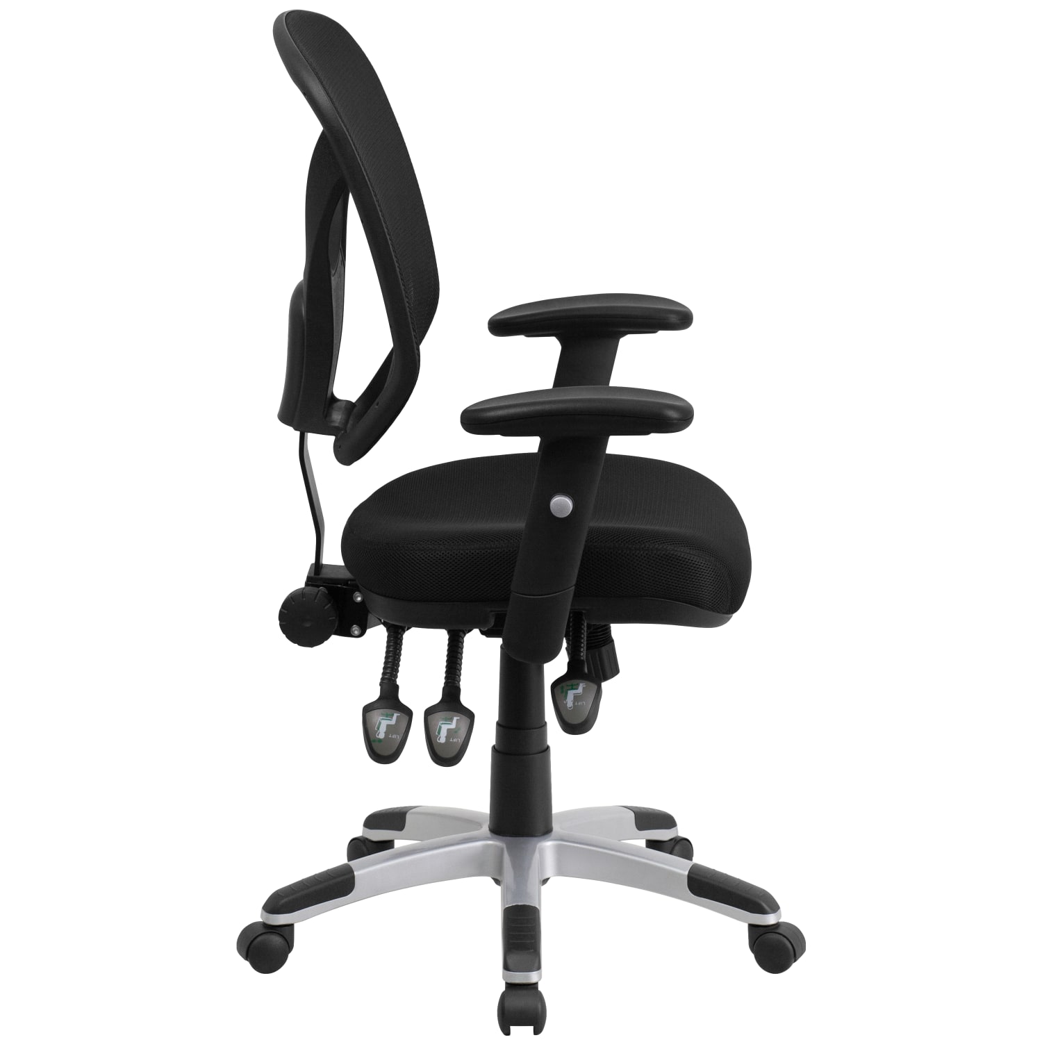Flash Furniture Mesh Mid-Back Swivel Task Chair With Adjustable Arms, Black/Silver - Image 11