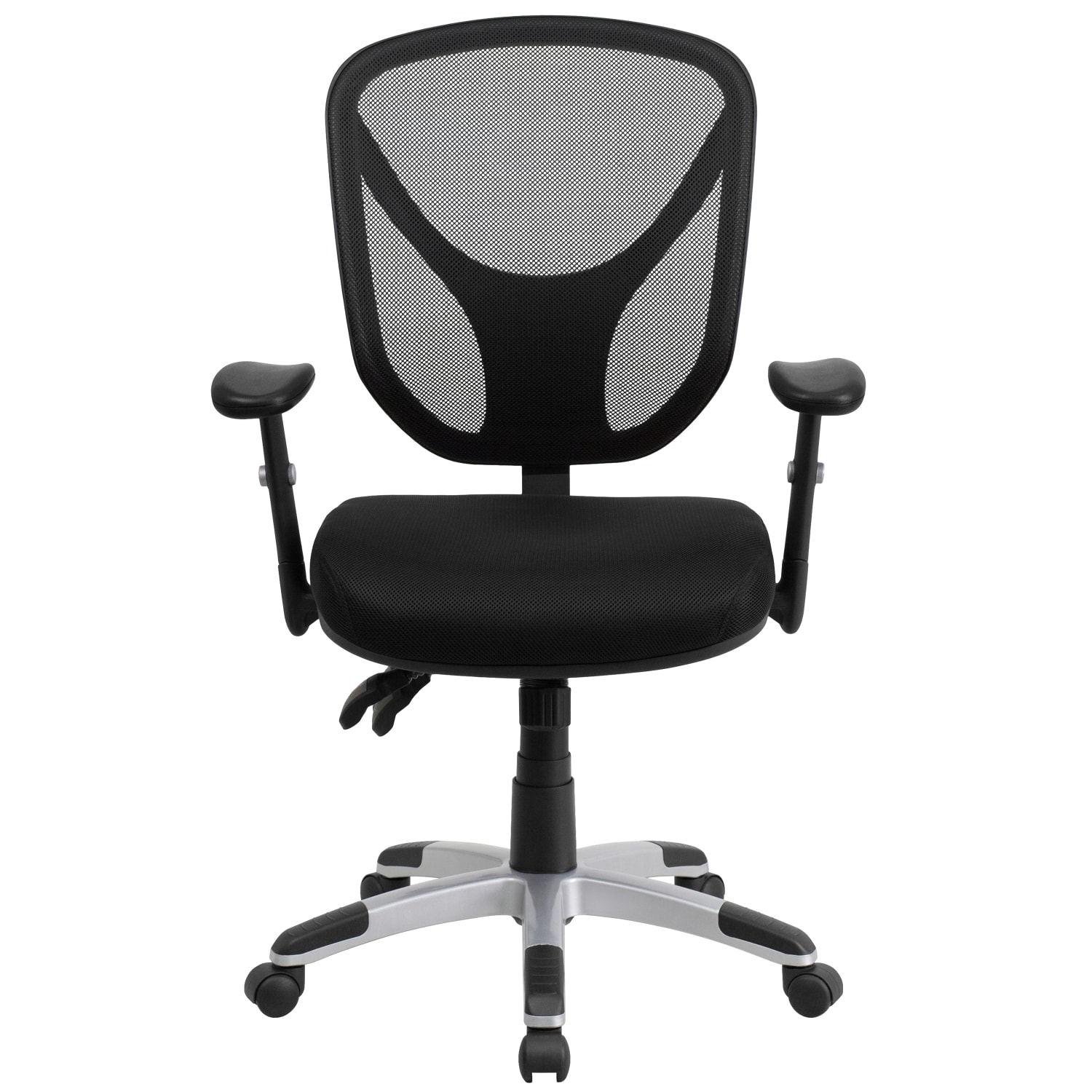 Flash Furniture Mesh Mid-Back Swivel Task Chair With Adjustable Arms, Black/Silver - Image 12