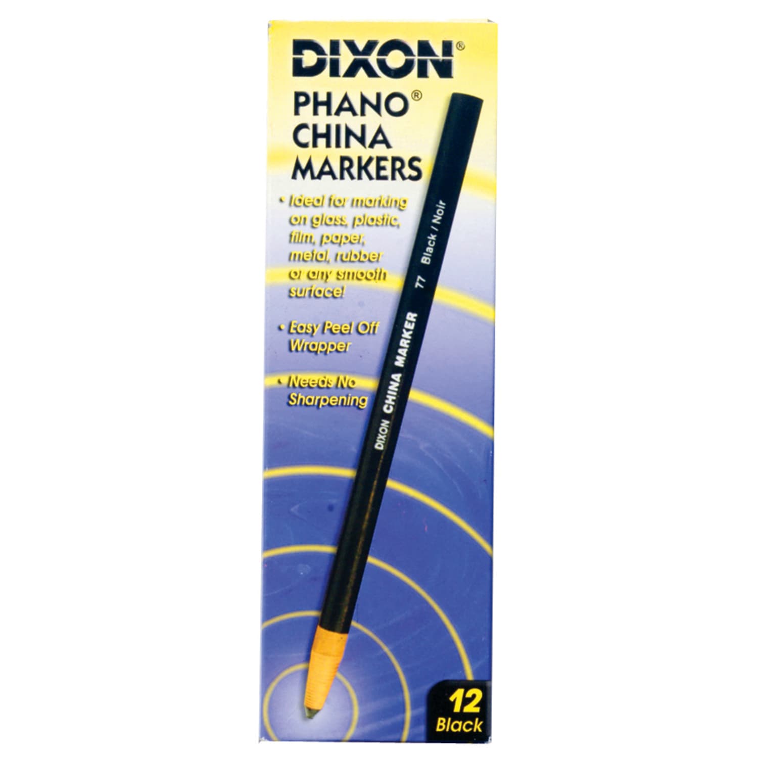 Dixon Phano China Markers, Black, Box Of 12 - Image 3