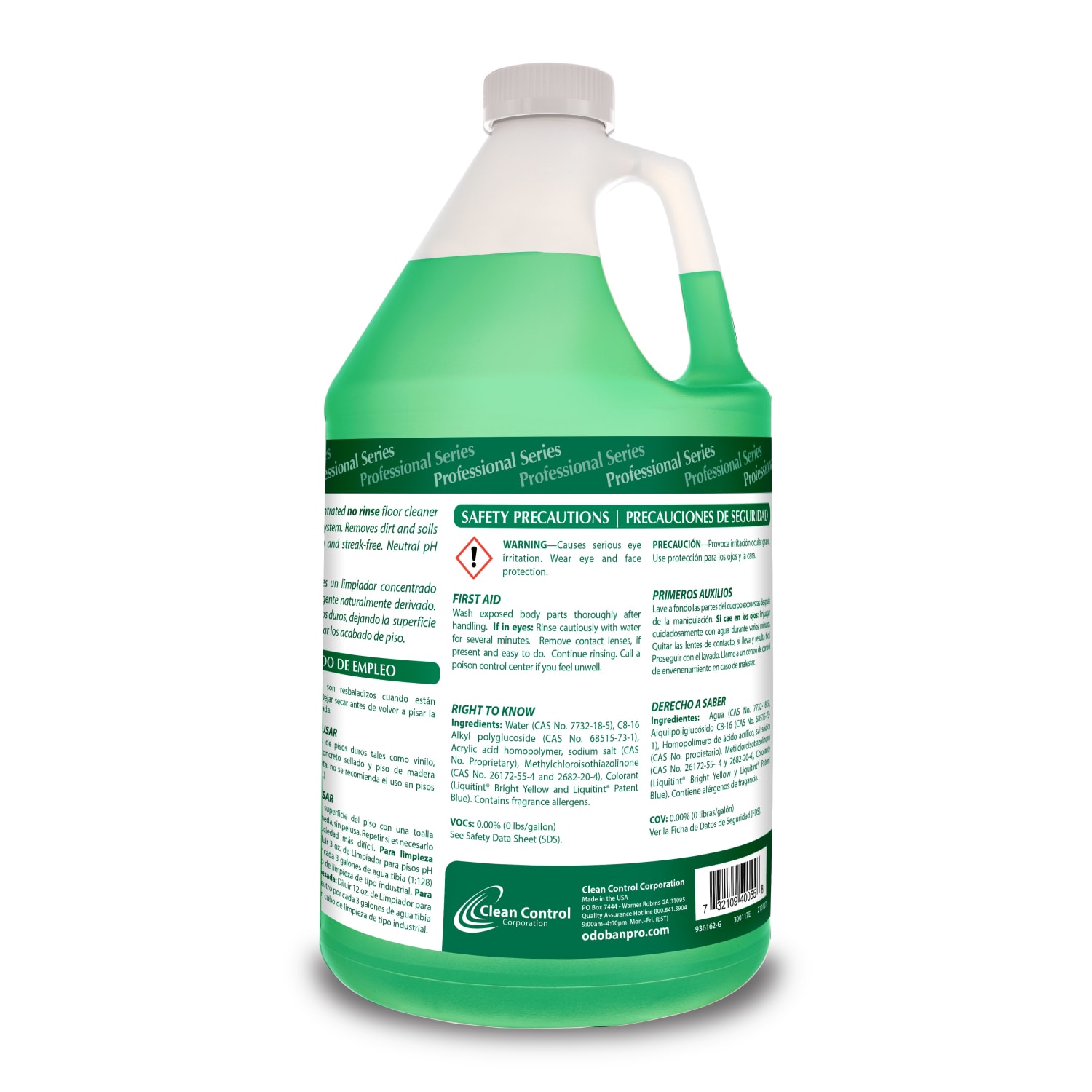 OdoBan Professional Series Neutral pH No-Rinse Floor Cleaner Concentrate, 1 Gallon, Green, Pack Of 4 Jugs - Image 3