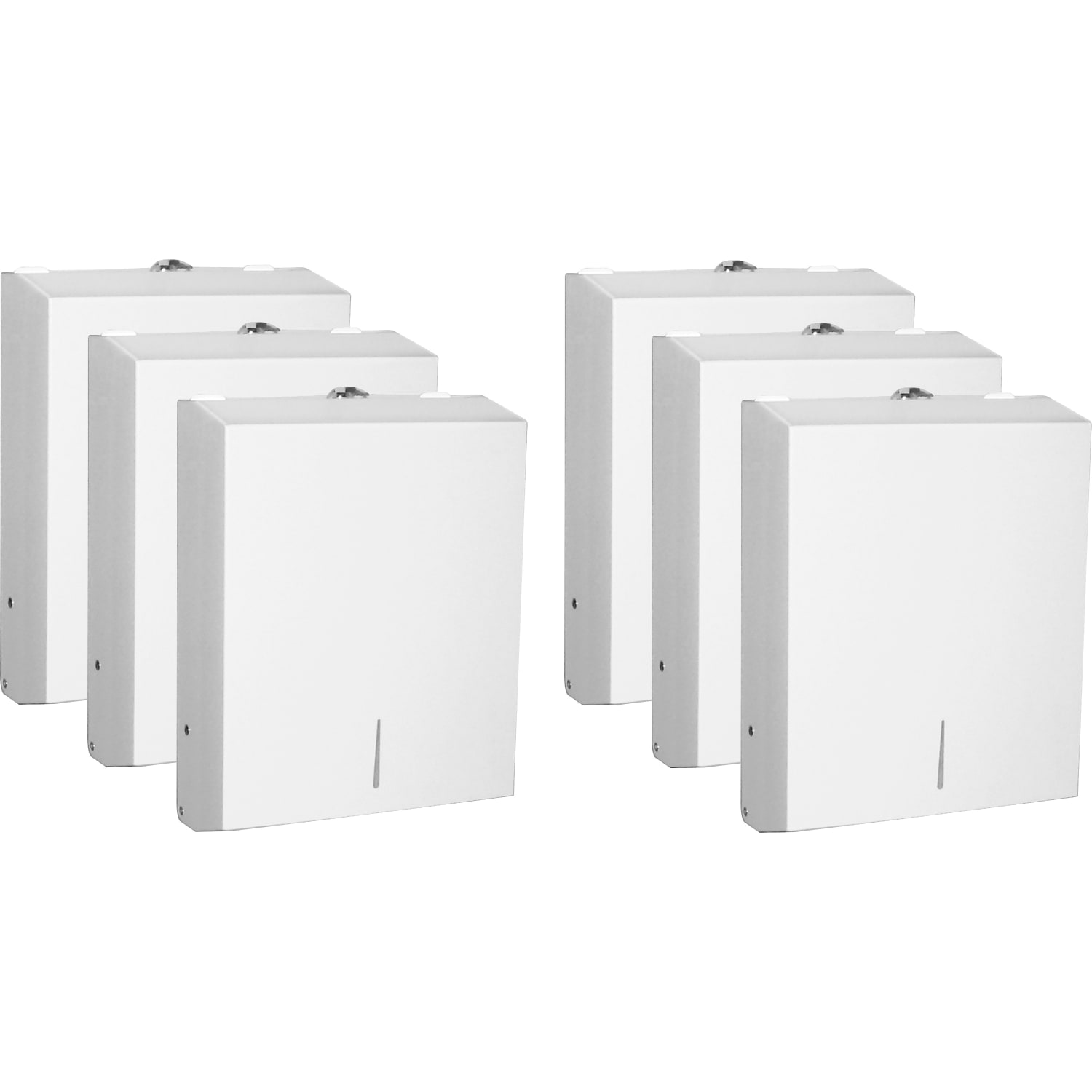 Genuine Joe C-Fold/Multi-fold Towel Dispenser Cabinet, C Fold, Multifold Dispenser, 13.5inH x 11inW x 4.3inD, Stainless Steel, White - Image 3