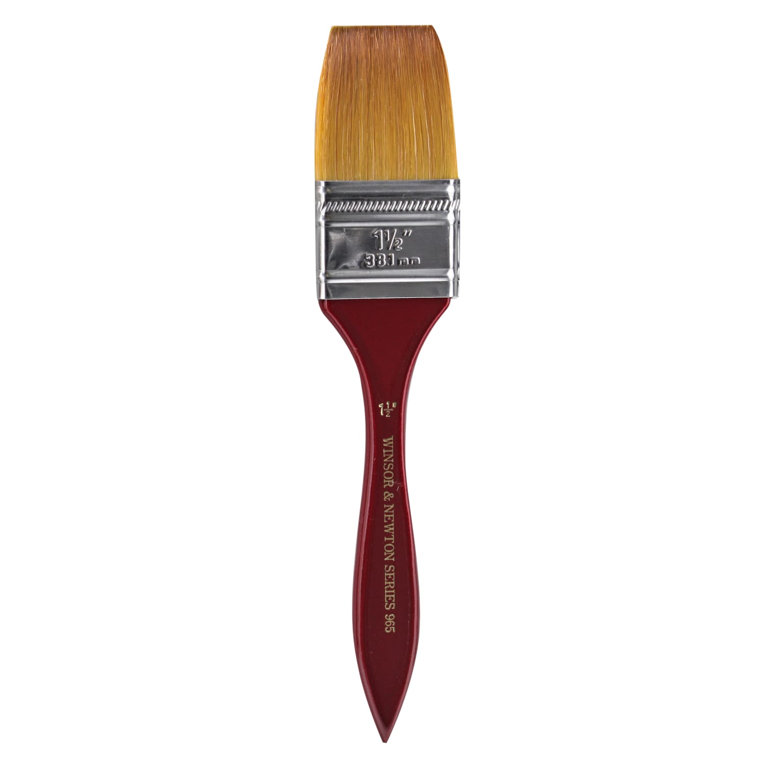 Winsor & Newton Series 965 Golden Nylon & Natural Hair Paint Brush, 1 1/2in, Flat Bristle, Copper