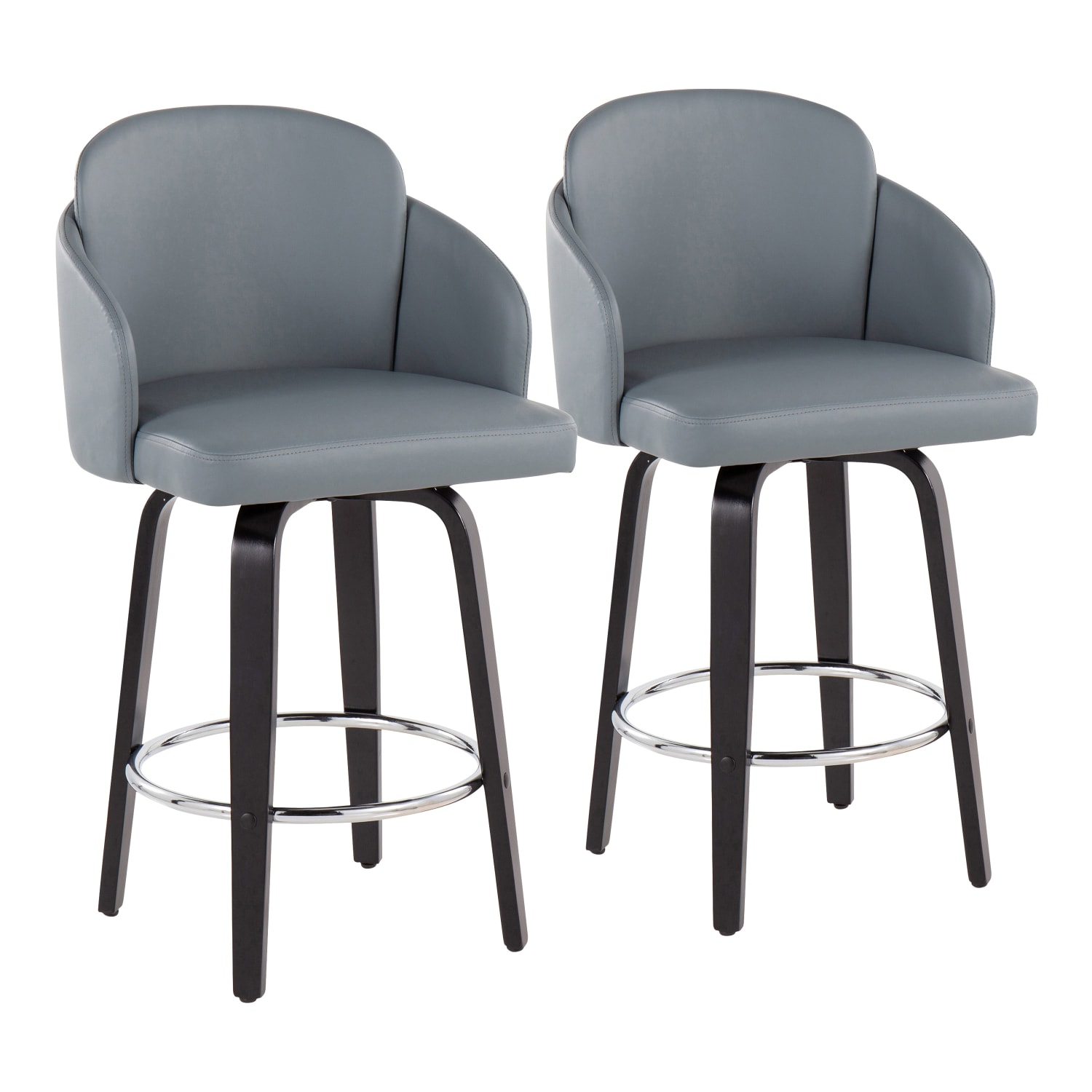 LumiSource Dahlia Faux Leather Counter Stools GrayBlack Set Of 2 PopularChairscom