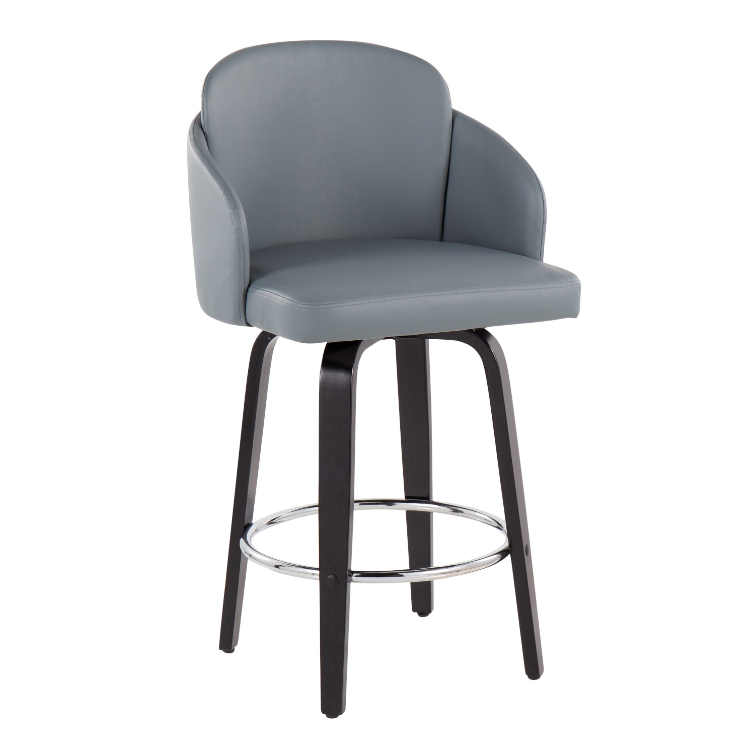 LumiSource Dahlia Faux Leather Counter Stools, Gray/Black, Set Of 2 - Image 3