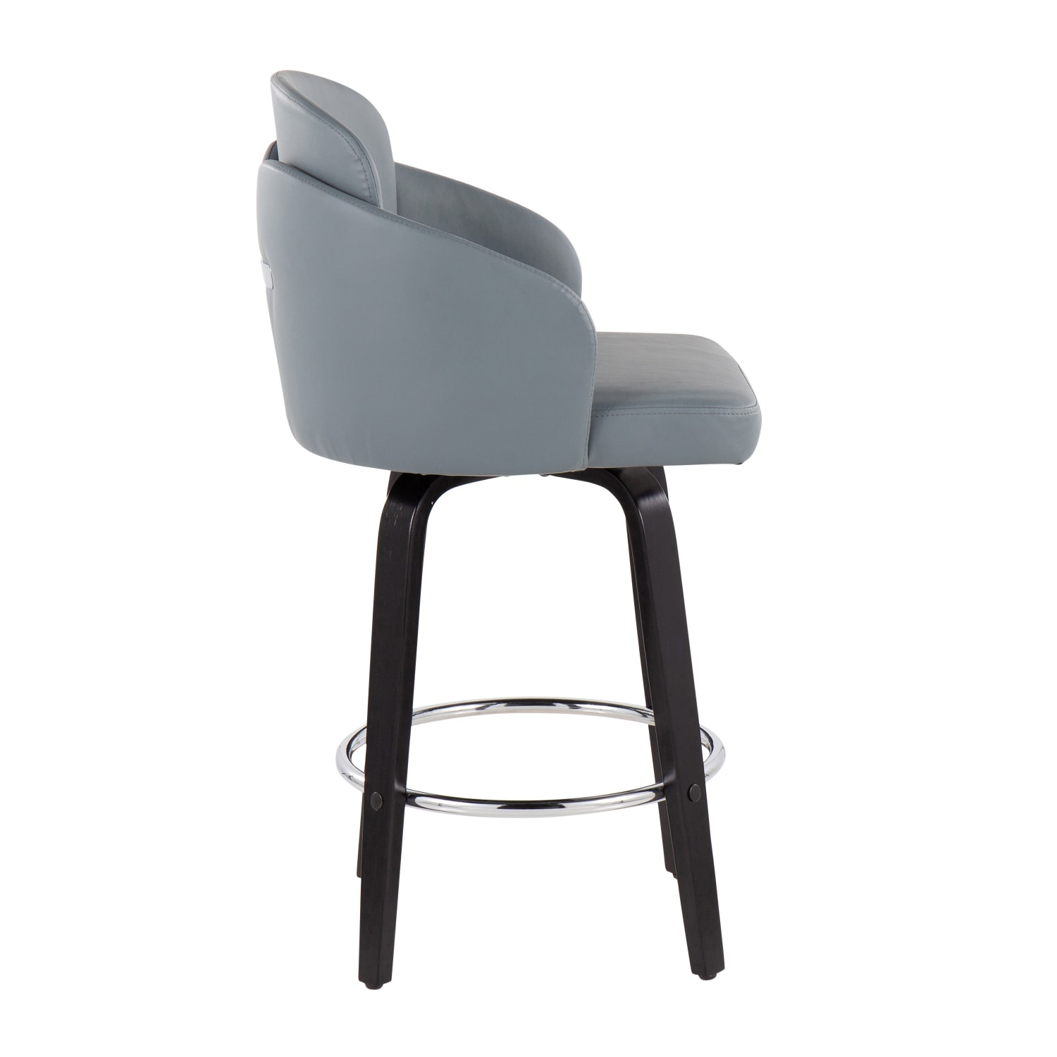 LumiSource Dahlia Faux Leather Counter Stools, Gray/Black, Set Of 2 - Image 4