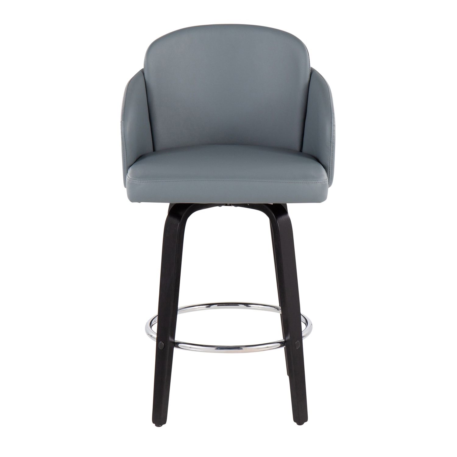 LumiSource Dahlia Faux Leather Counter Stools, Gray/Black, Set Of 2 - Image 7