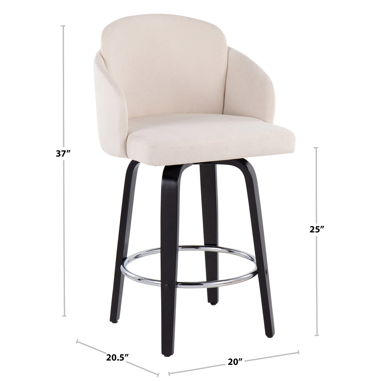 LumiSource Dahlia Faux Leather Counter Stools, Gray/Black, Set Of 2 - Image 11