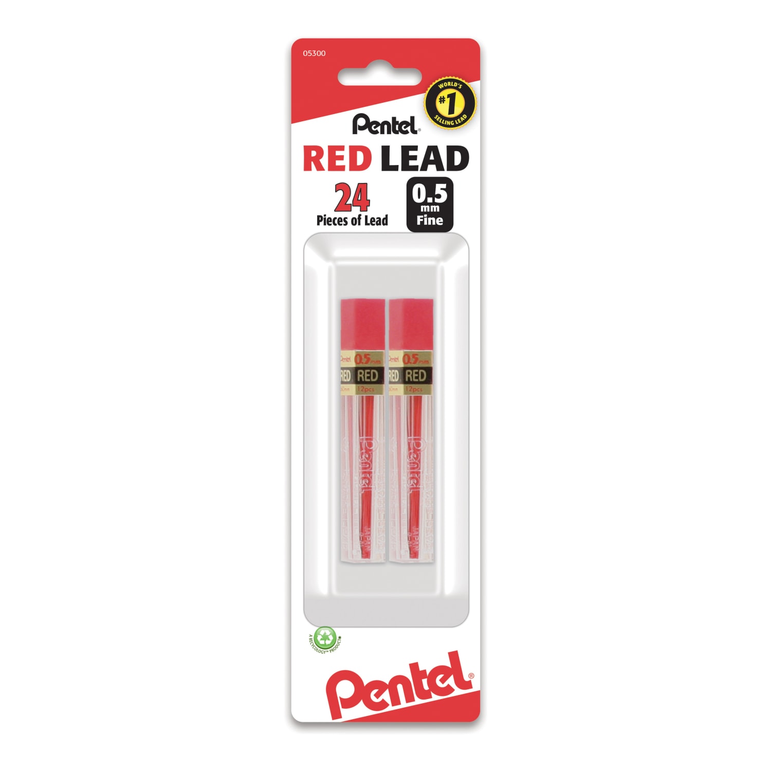 Pentel Red Lead Refills, 0.5 mm, #2.5 Medium Soft Lead, Pack Of 2 Tubes - Image 3
