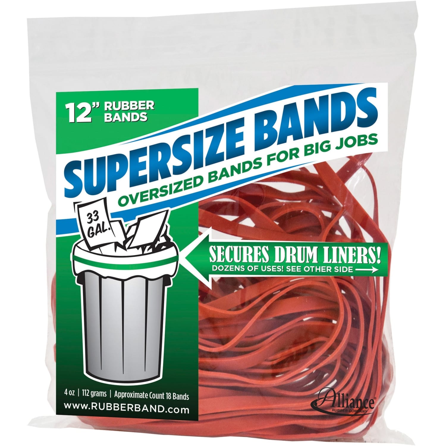 Alliance Rubber SuperSize Bands, 12in x 1/4in, Red, Bag Of 18 - Image 5