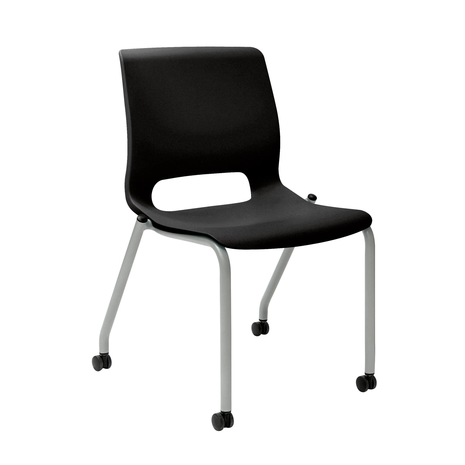 HON Motivate Stacking Chair With Casters, Onyx, Set Of 2 - Image 3