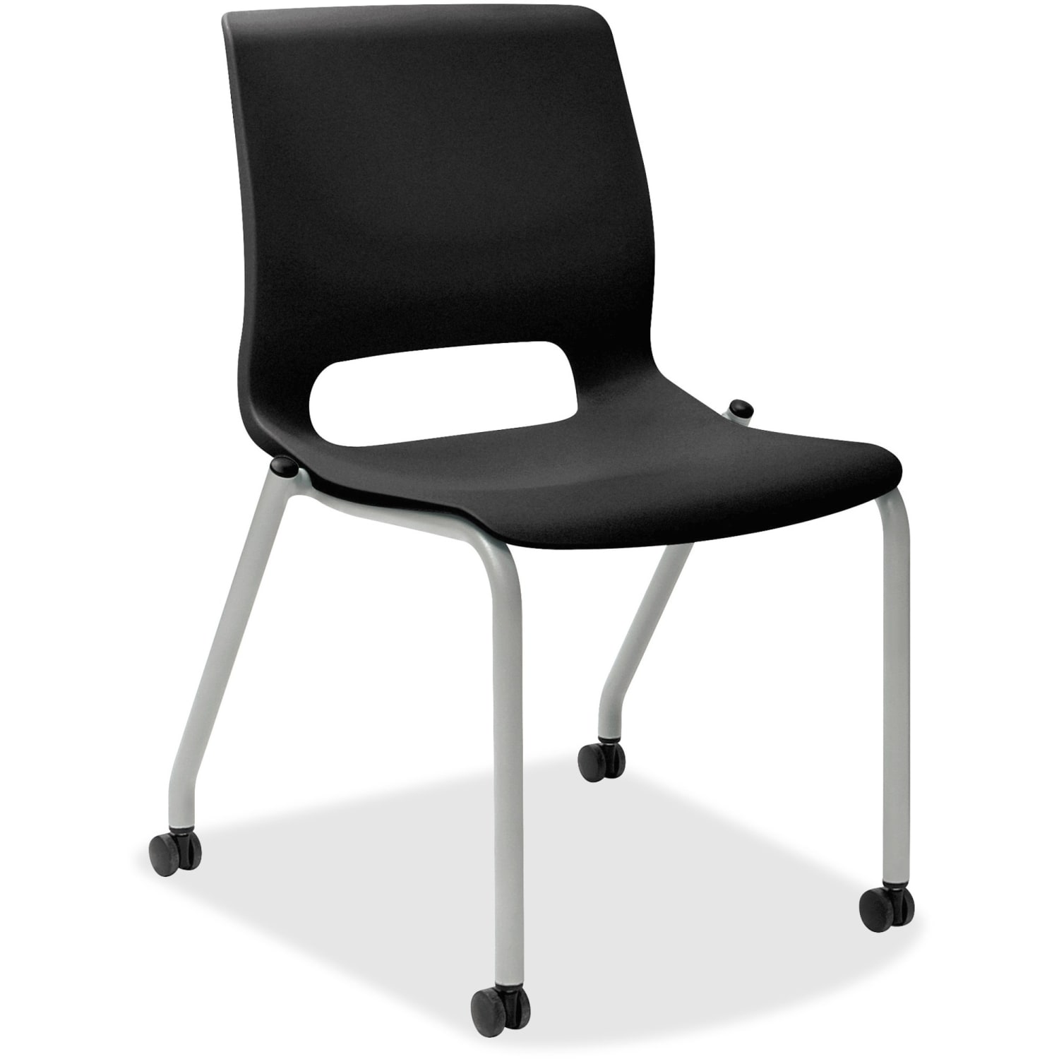 HON Motivate Stacking Chair With Casters, Onyx, Set Of 2 - Image 4