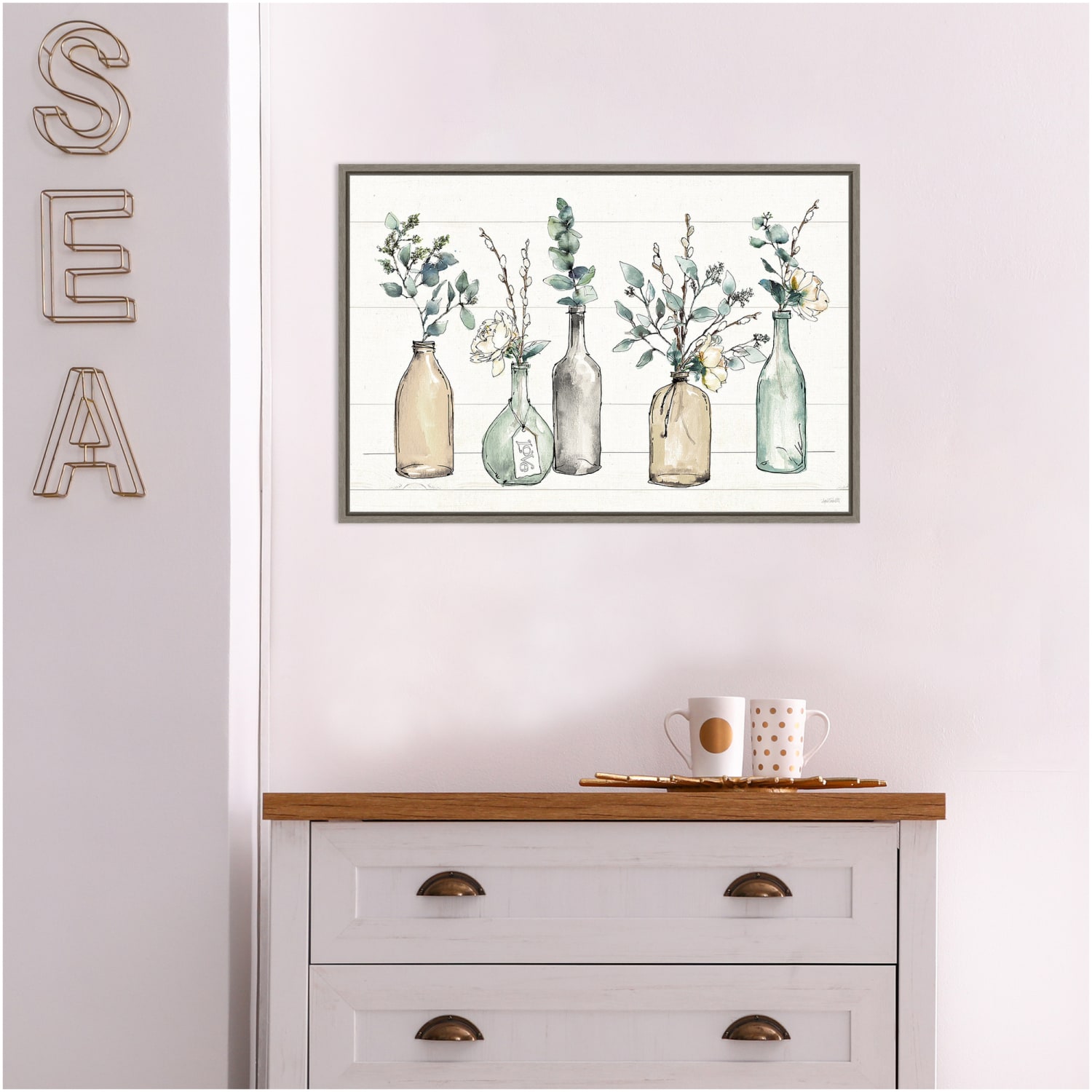 Amanti Art Modern Farmhouse I by Anne Tavoletti Framed Canvas Wall Art Print, 23in x 16in, Graywash - Image 4